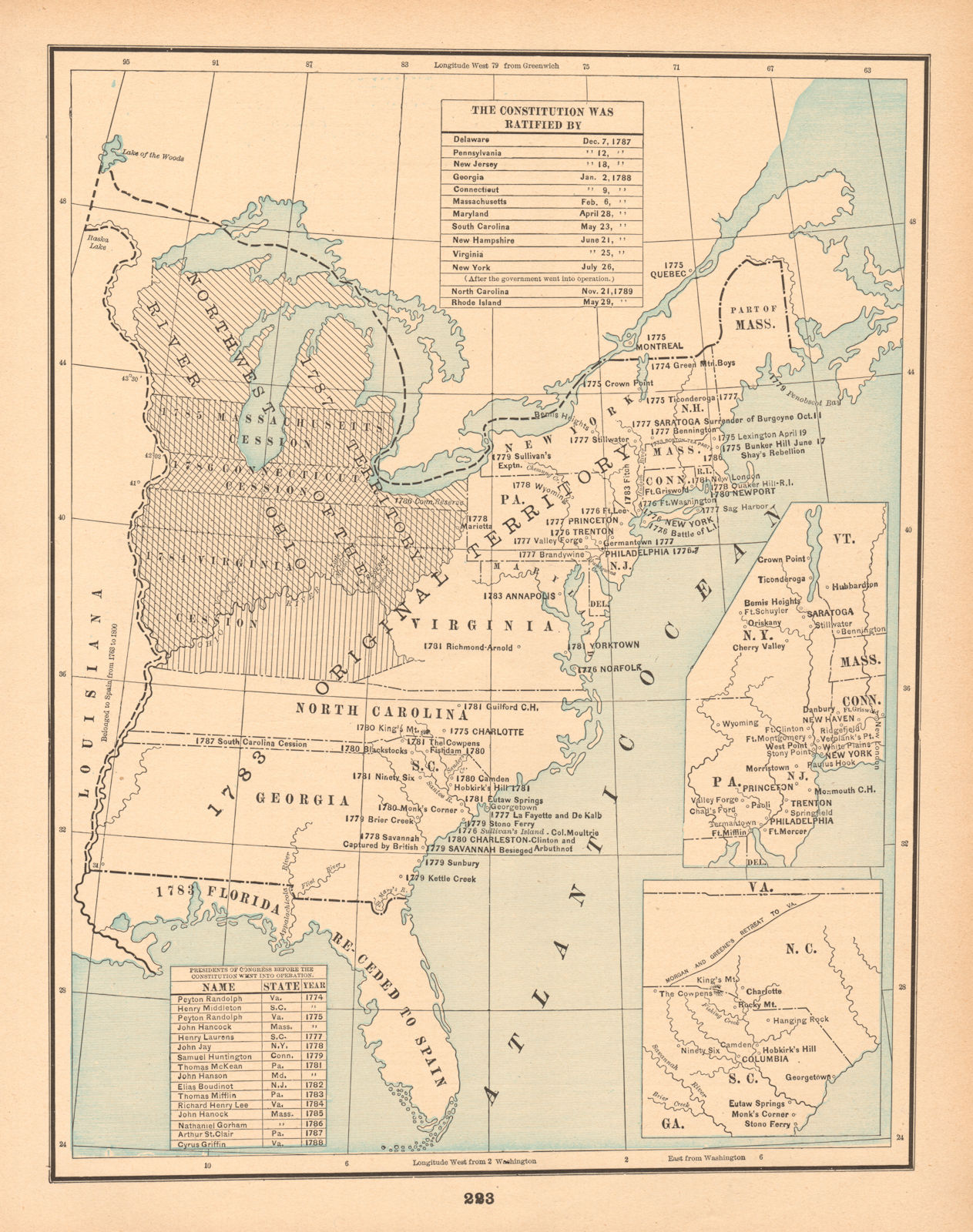 Associate Product United States Historical IV. Independence 1773-1789. CRAM 1894 old antique map