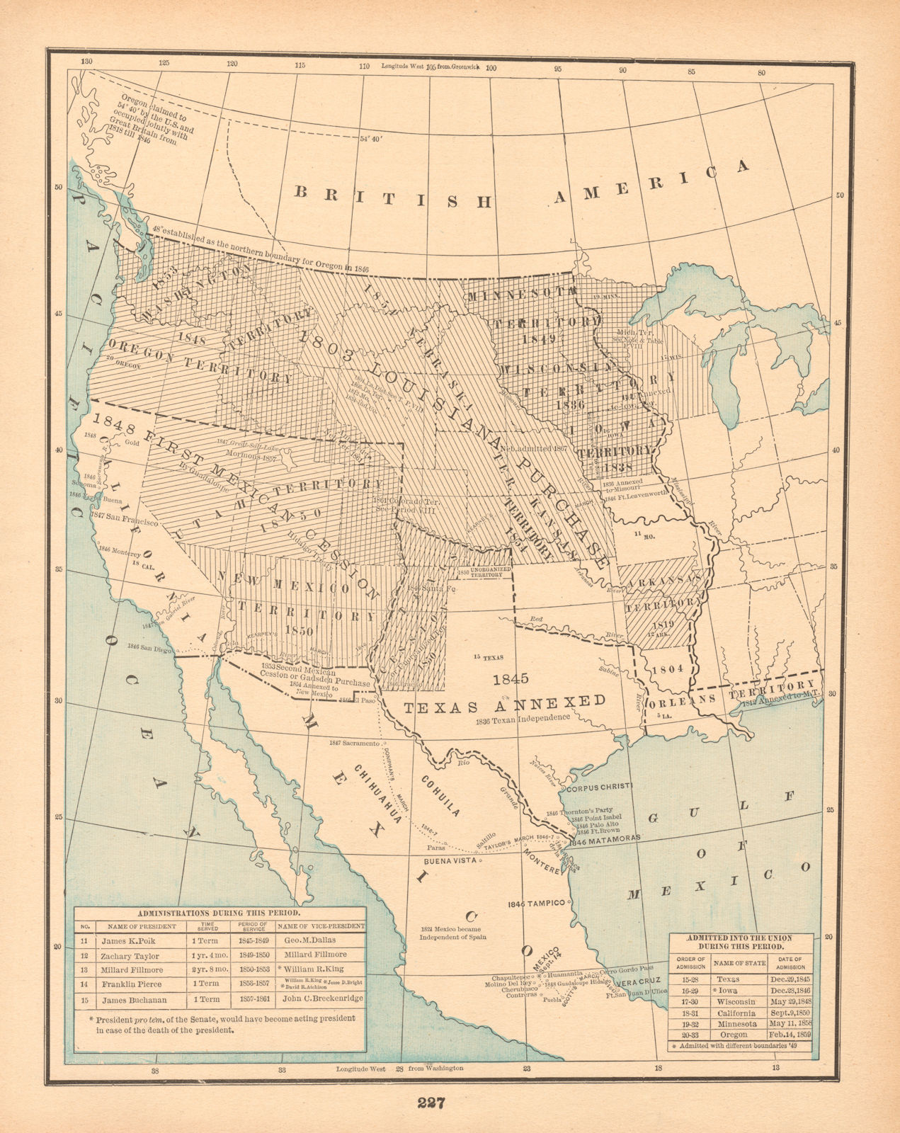 Associate Product United States Historical VI. Dissension 1845-1860. CRAM 1894 old antique map