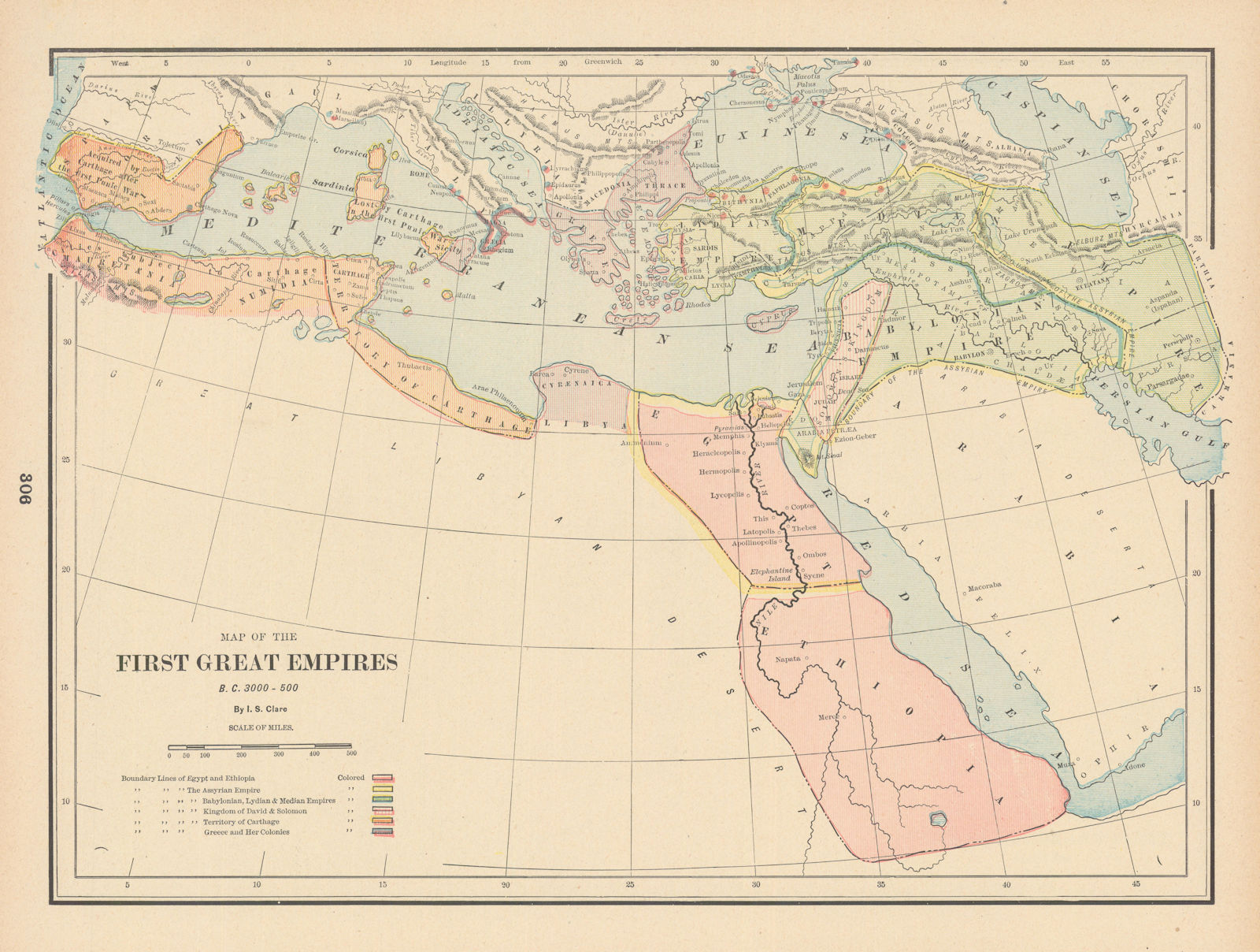 Associate Product The First Great Empires 3000-500 BC. Mediterranean & Middle East. CLARE 1894 map