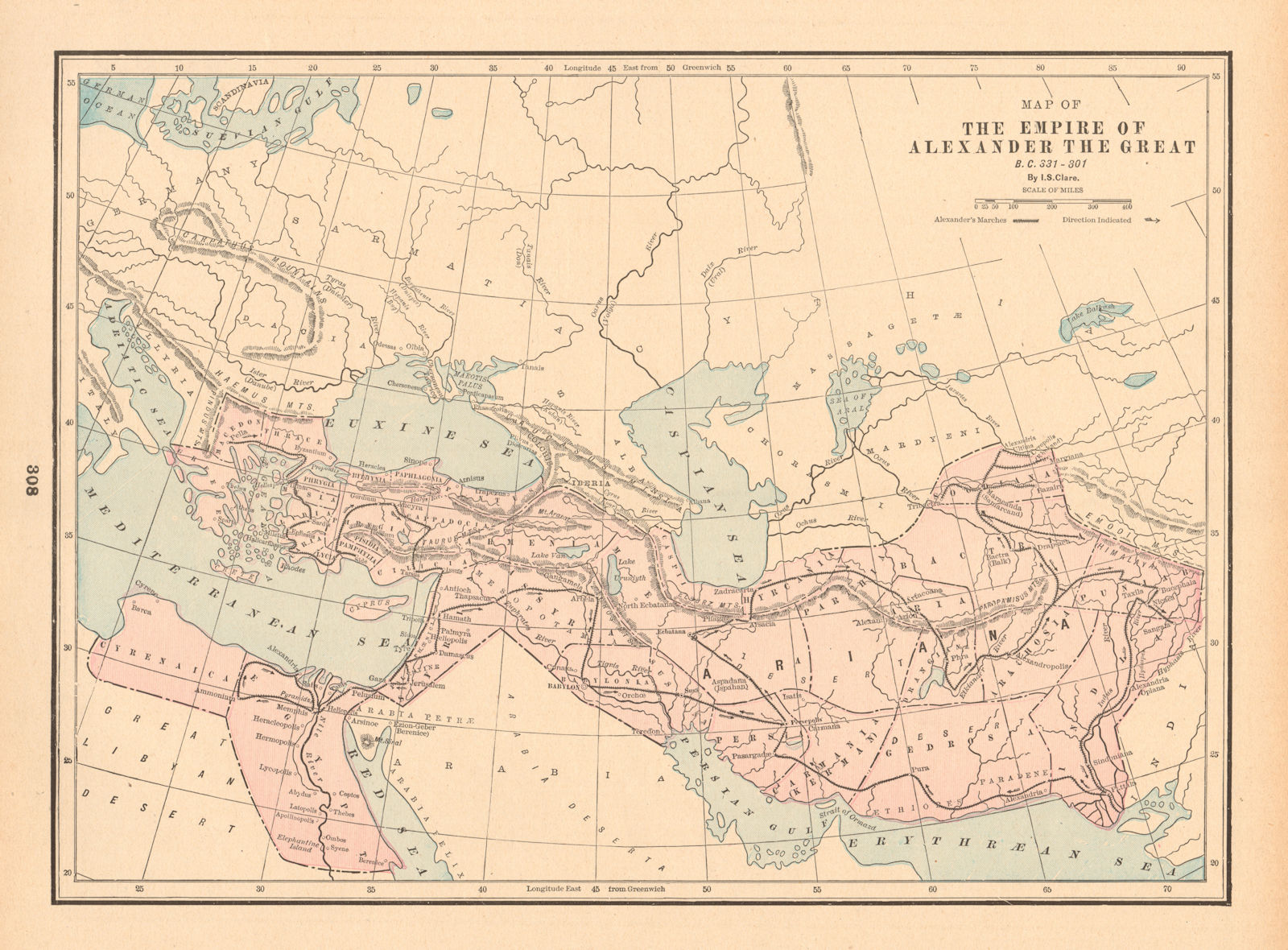 Associate Product The Empire of Alexander the Great 331-301 BC. Middle East. CLARE 1894 old map