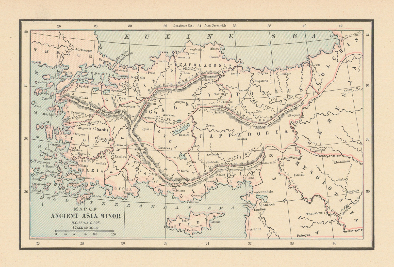 Associate Product Ancient Asia Minor 650 BC - 325 AD. Turkey. CRAM 1894 old antique map chart