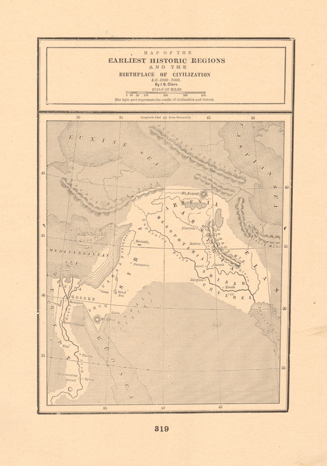 Associate Product Birthplaces of Civilization 3000-1000 BC. Iraq Egypt Nile. CLARE 1894 old map