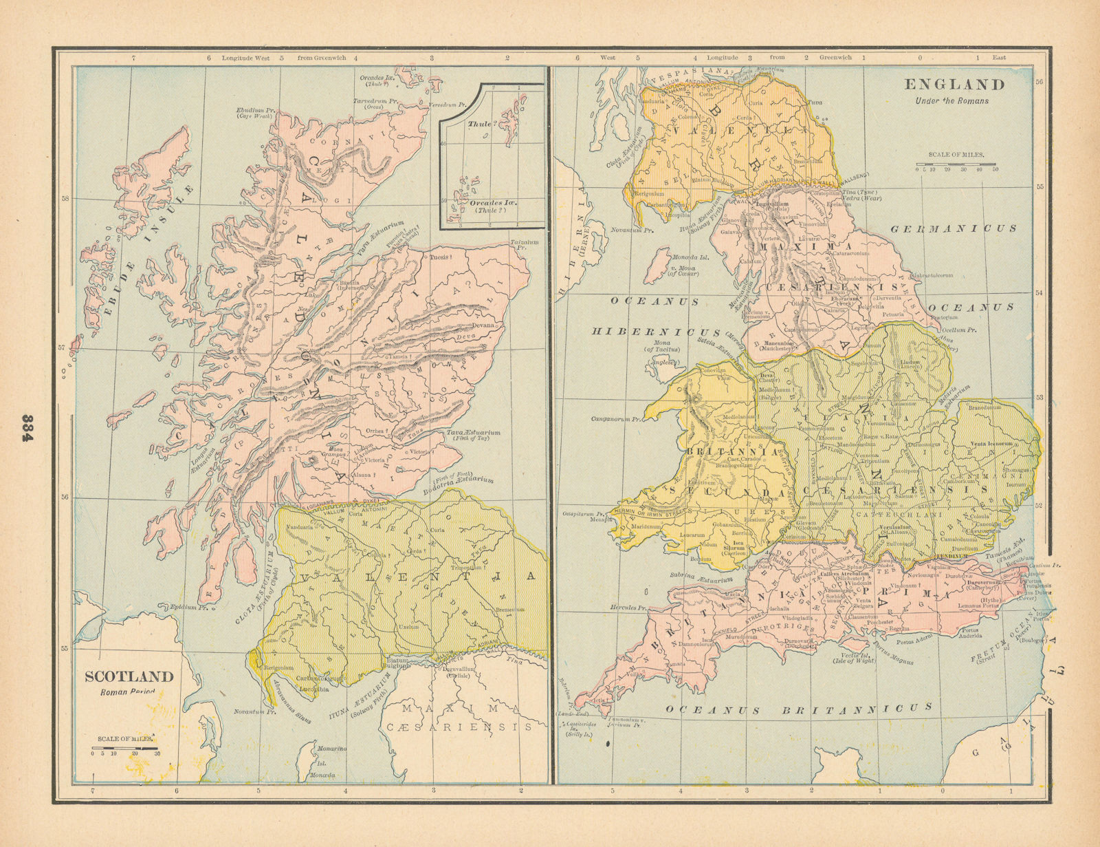 Associate Product England under the Romans. Scotland, Roman Period. Great Britain. CRAM 1894 map