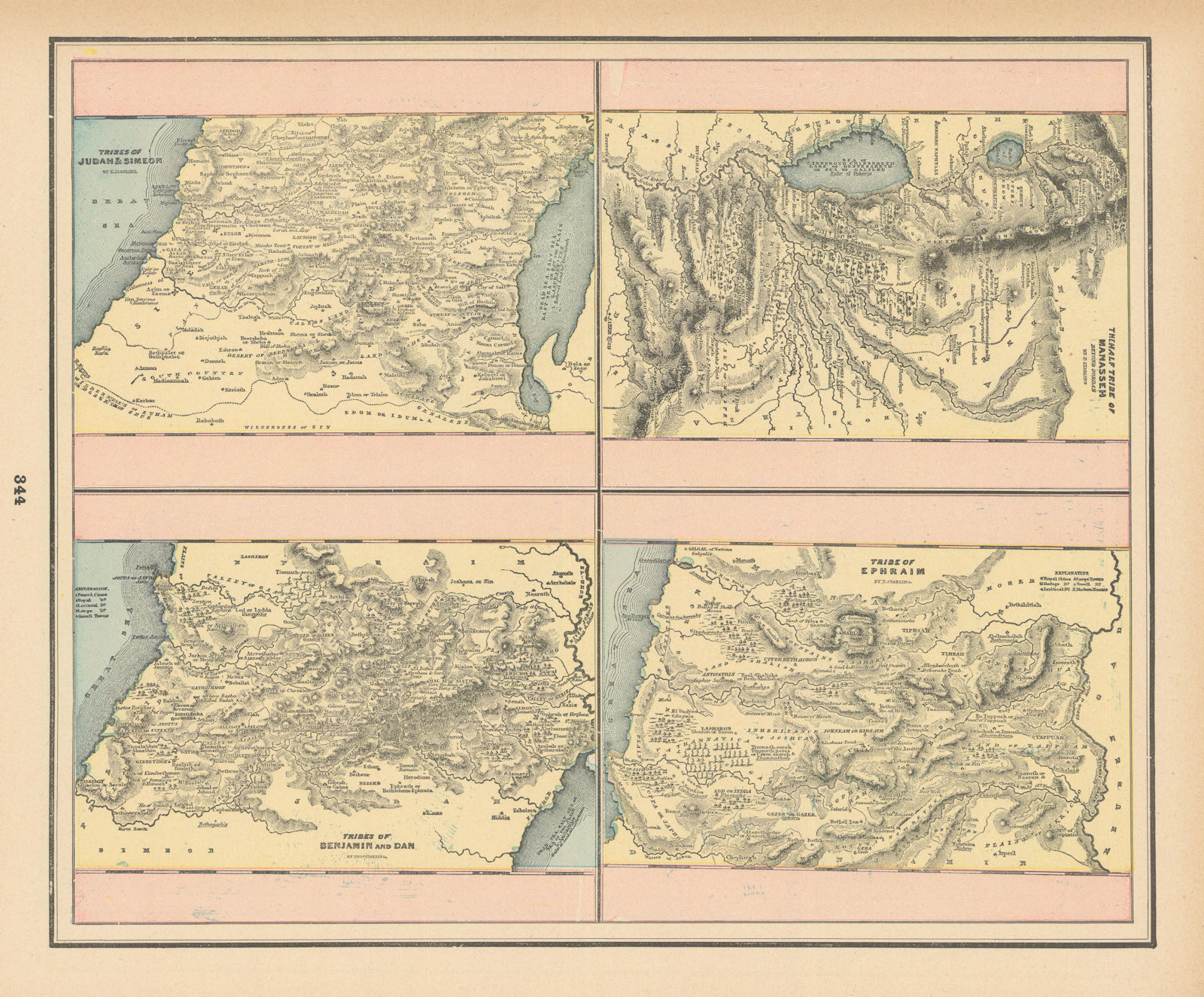 Associate Product Israel tribes Benjamin Dan Judah Simeon Mannaseh. STARLING 1894 old map