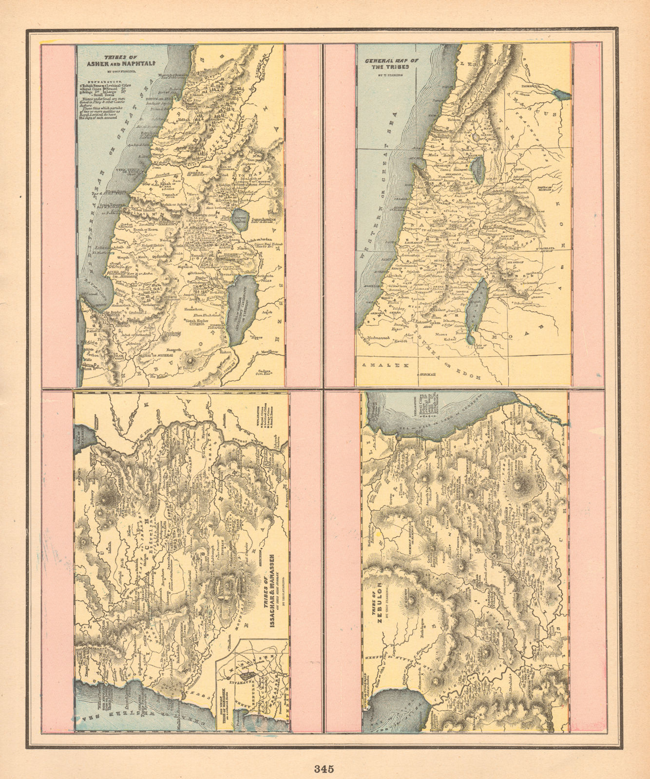 Associate Product Israel tribes Asher Naphtali Issachar Manasseh Zebulon. STARLING 1894 old map