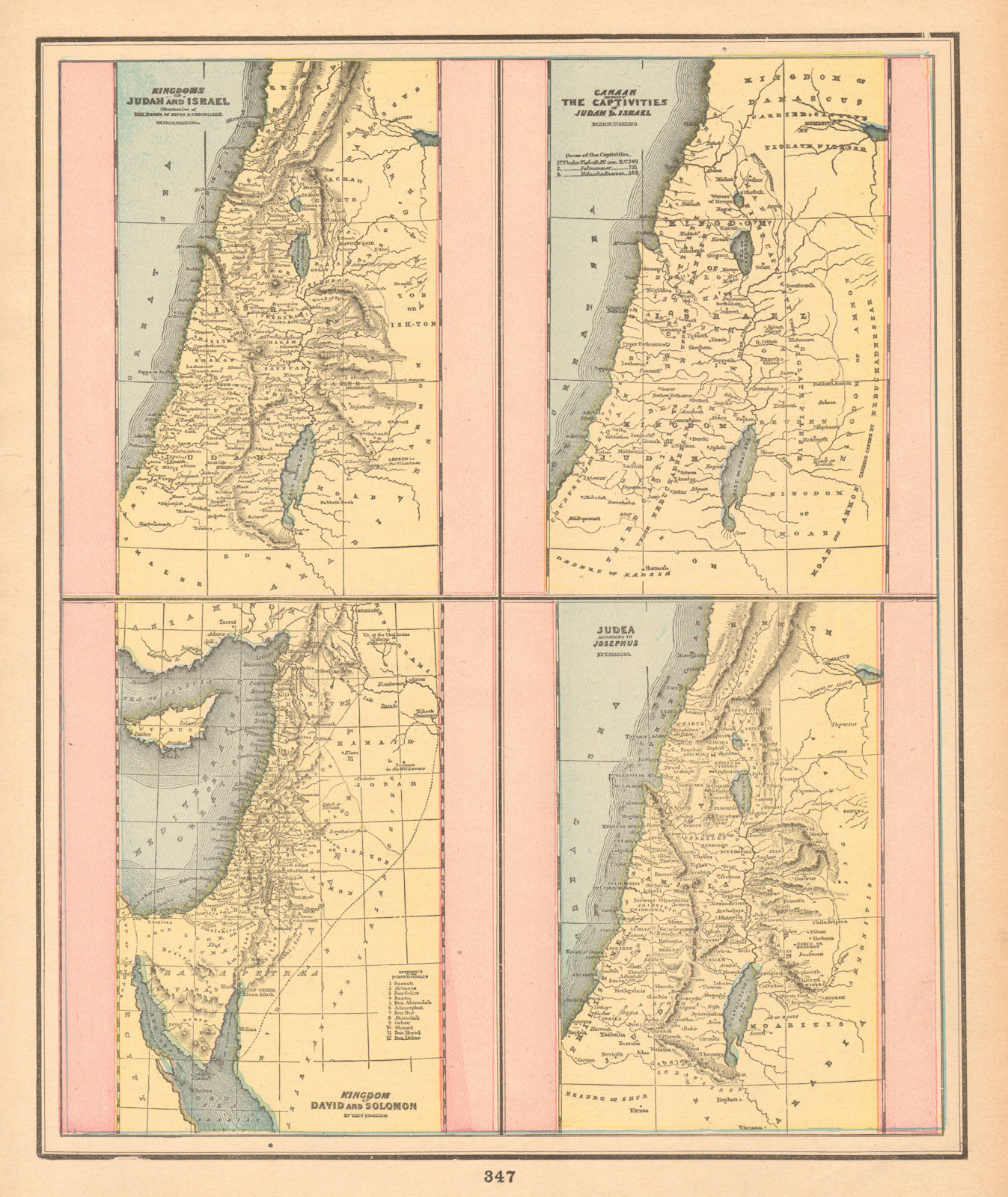 Associate Product Judah Israel Kingdom Canaan captivities David Solomon Judea Josephus 1894 map