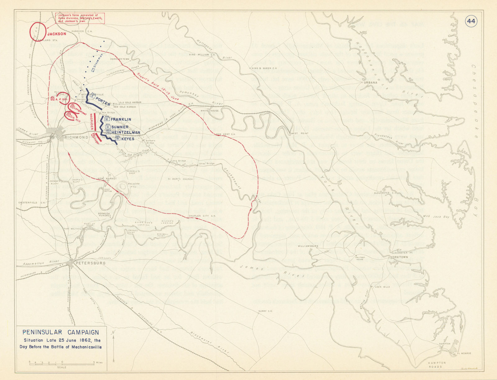 Associate Product American Civil War. 25 June 1862. Battle of Beaver Dam Creek 1959 old map