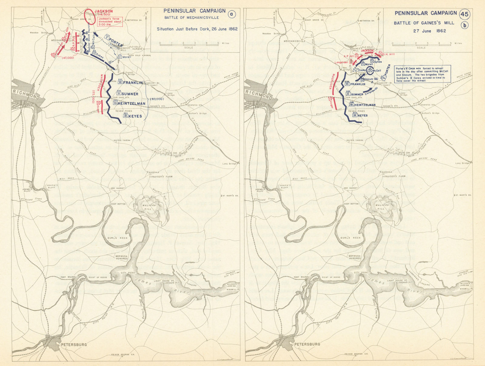 American Civil War. 26-27 June 1862. Beaver Dam Creek & Gaines' Mill 1959 map