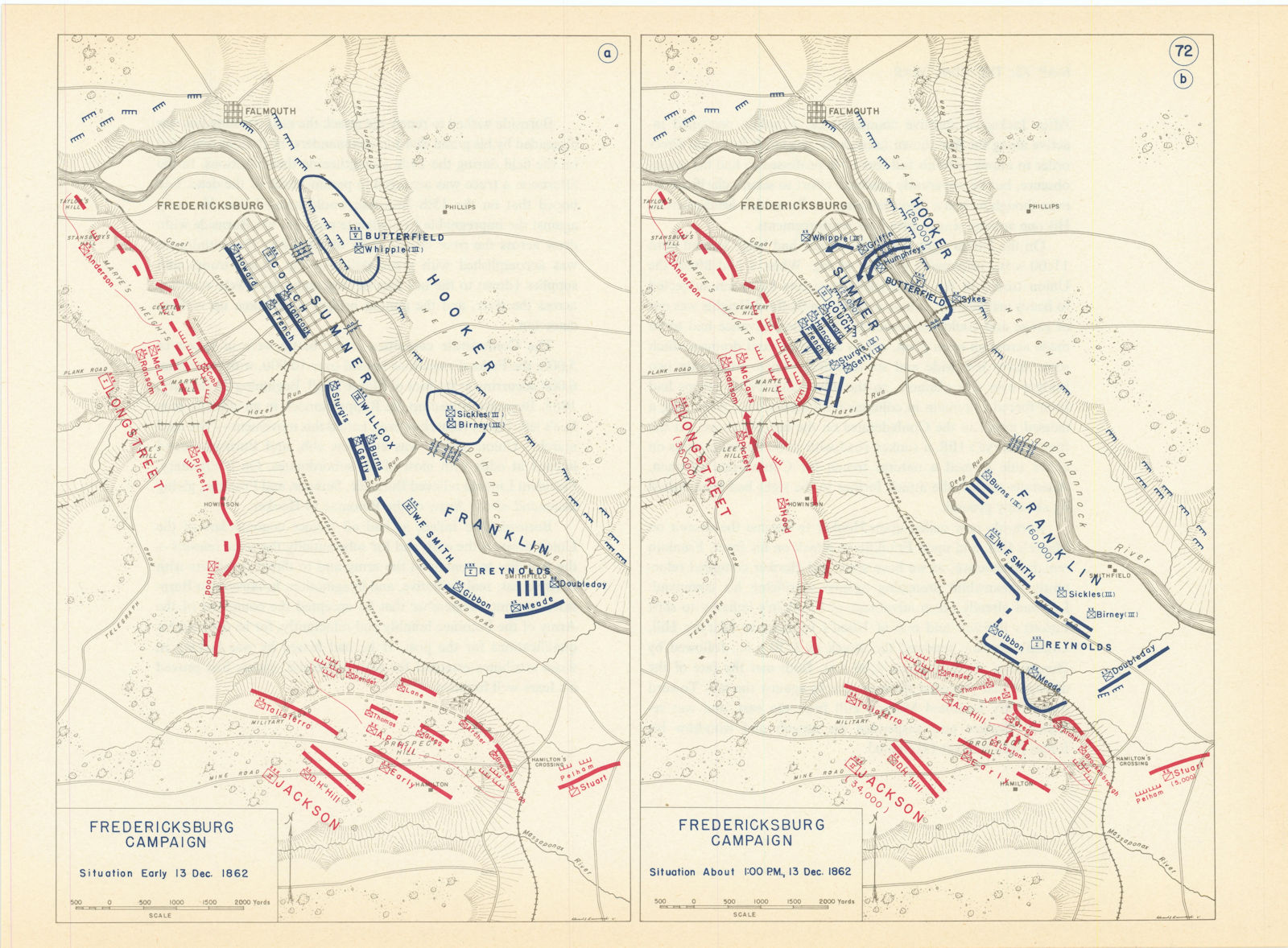 Associate Product American Civil War. Morning 13 December 1862. Battle of Fredericksburg 1959 map