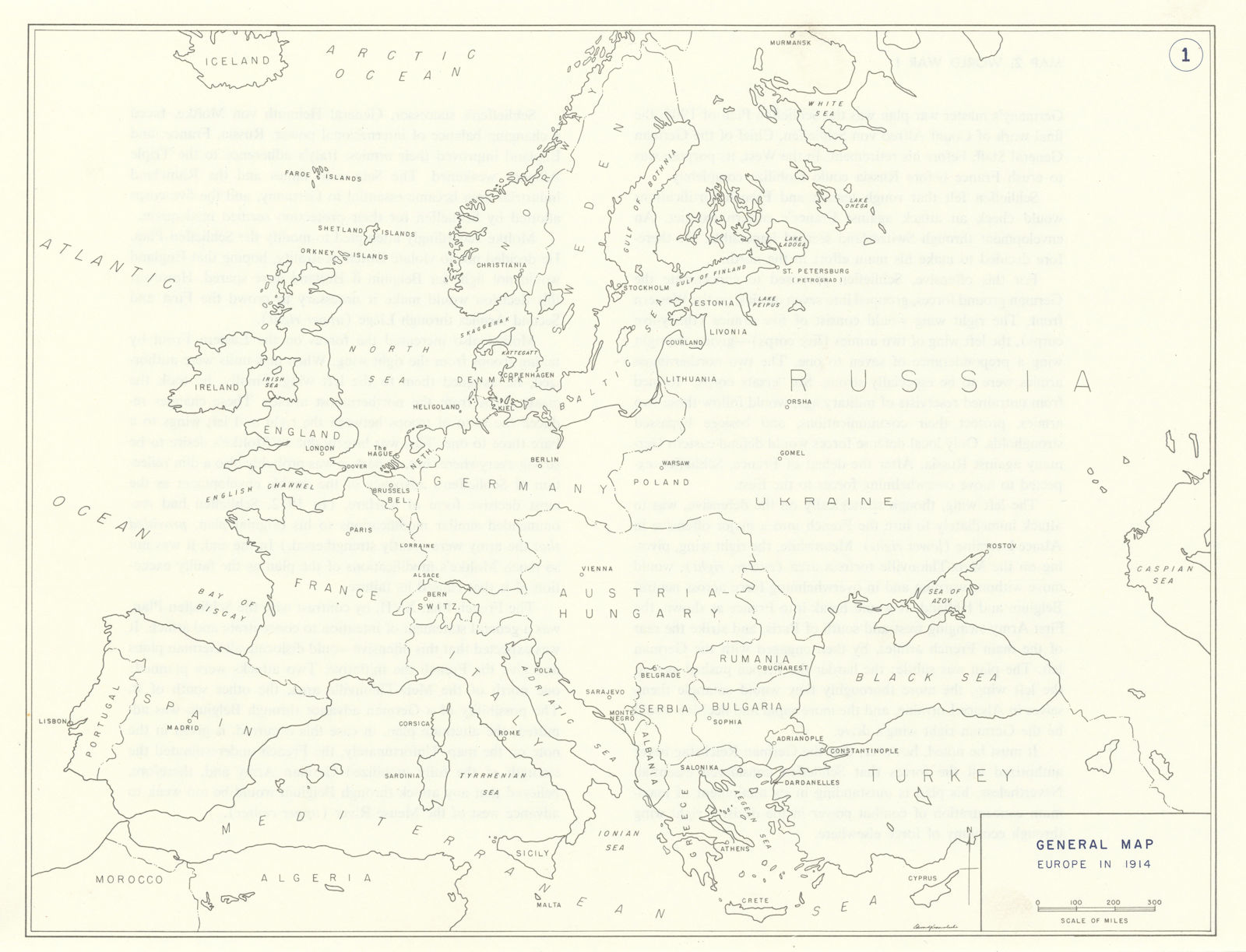 World War 1. Europe in 1914. General Map 1959 old vintage plan chart