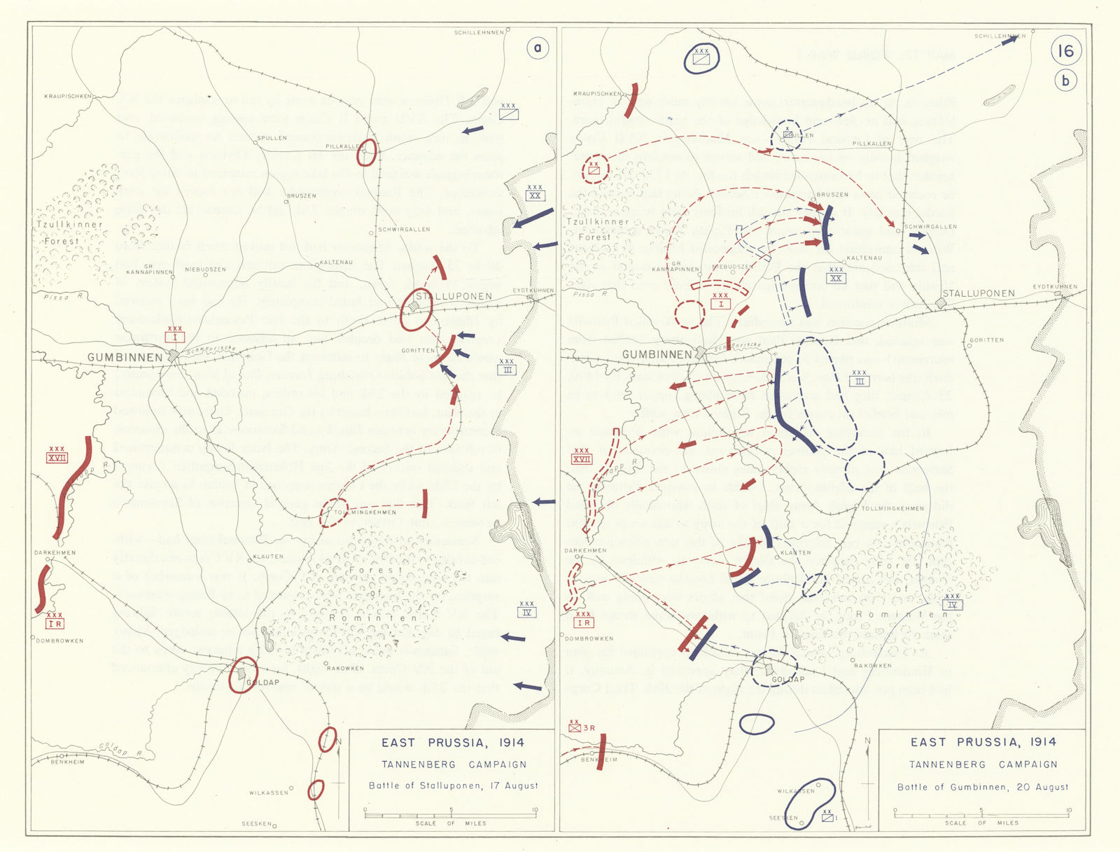 Associate Product World War 1 East Prussia 17-20 August 1914 Battle Stalluponen Gumbinnen 1959 map
