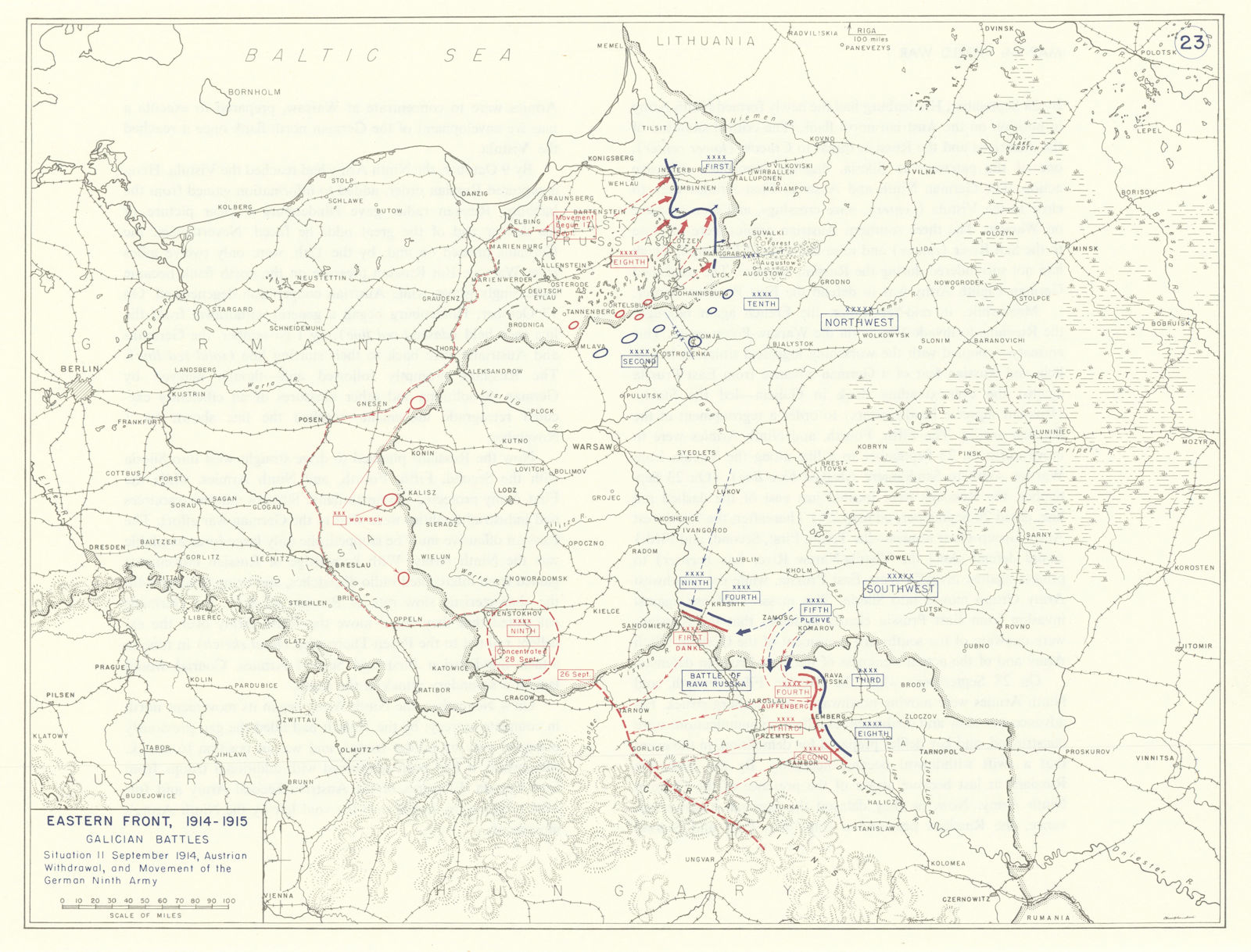 Associate Product World War 1. Eastern Front Sept 1914 Galician Battles. Rava Russka 1959 map