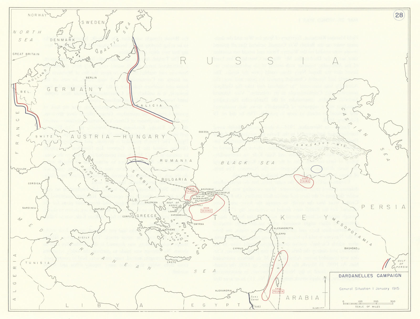 Associate Product World War 1. Dardanelles Campaign. 1 January 1915 General situation 1959 map