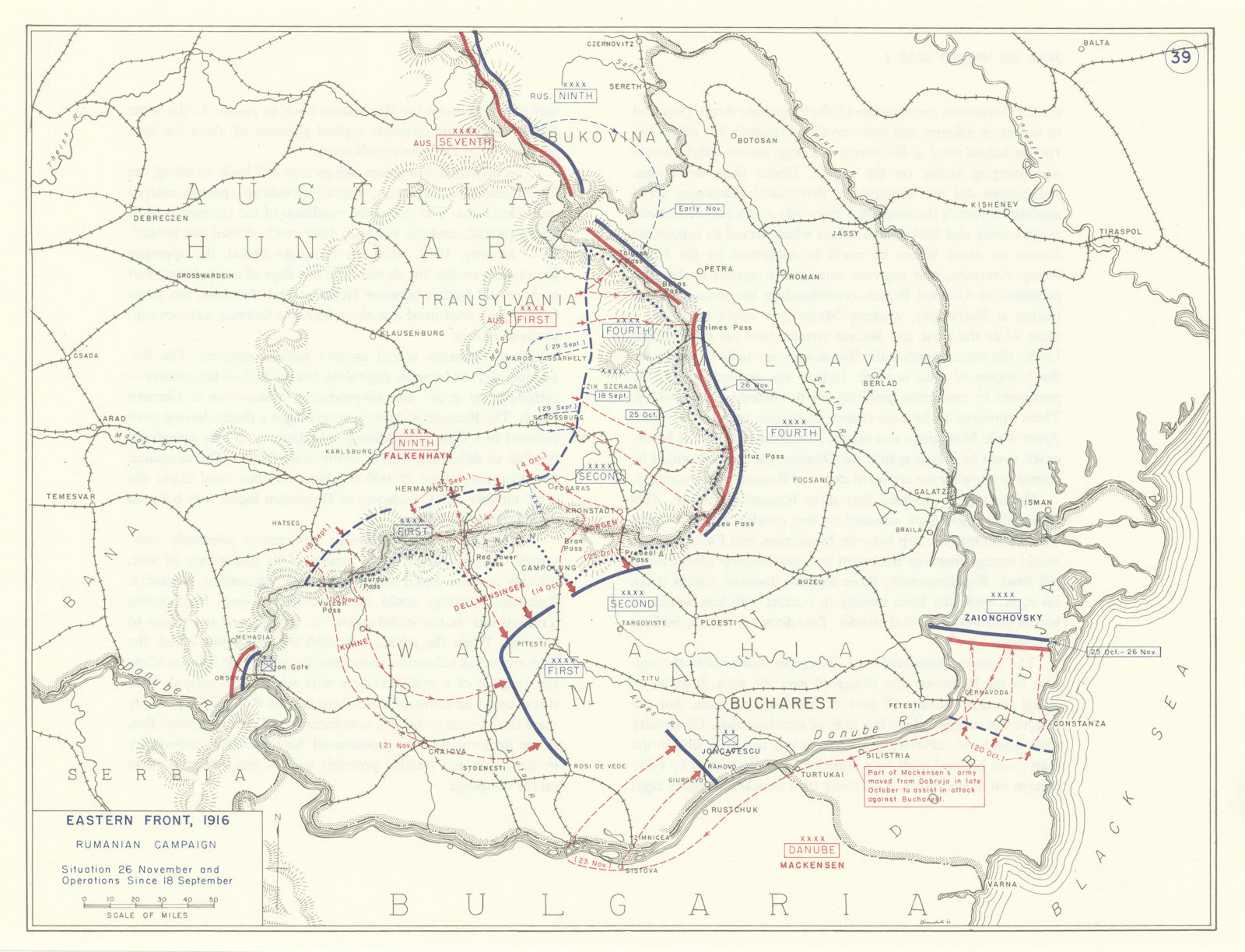 World War 1. Eastern Front Sept-Nov 1916. Romanian Campaign. Bucharest 1959 map
