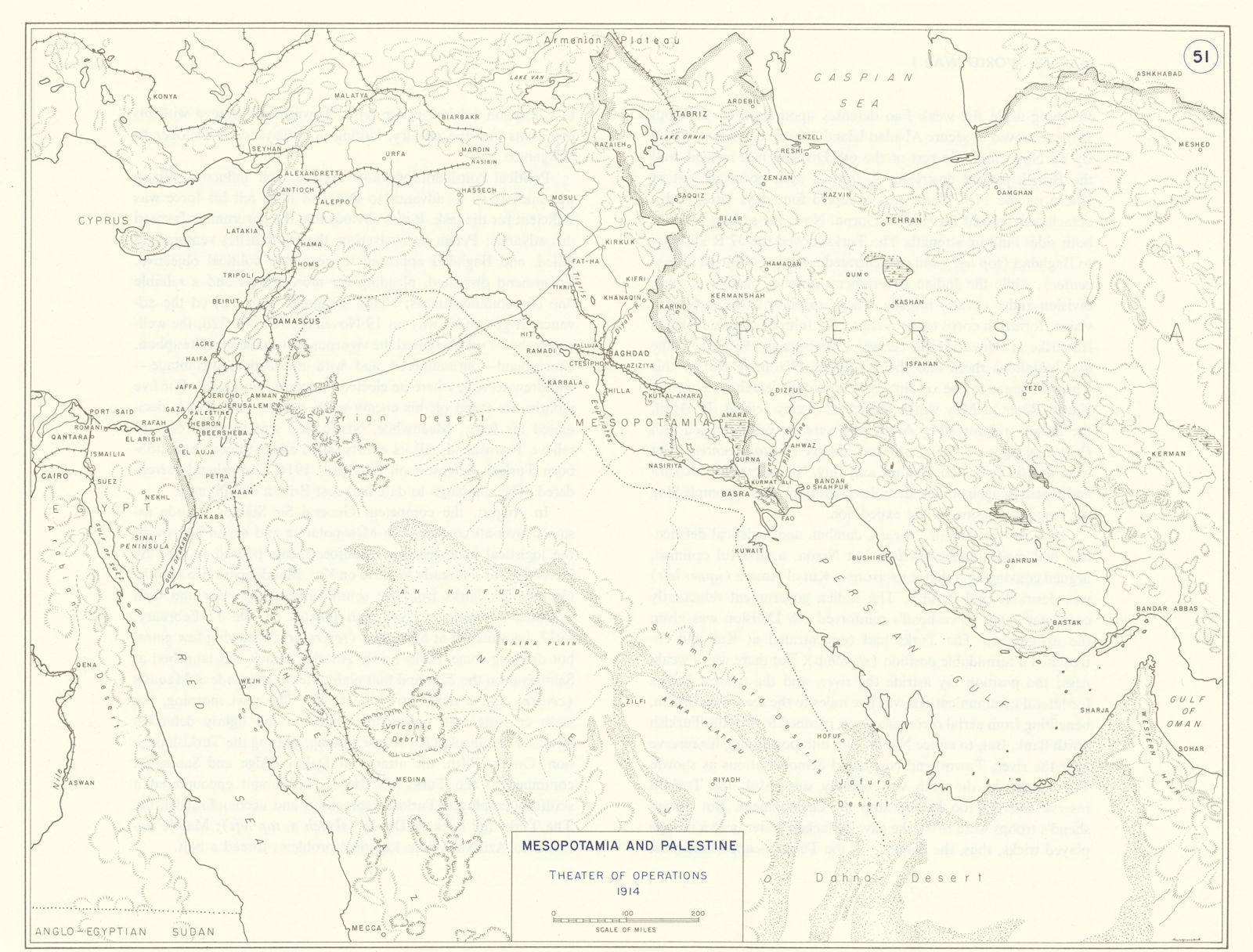 Associate Product World War 1. Mesopotamia & Palestine Theatre 1914. Iraq Israel 1959 old map