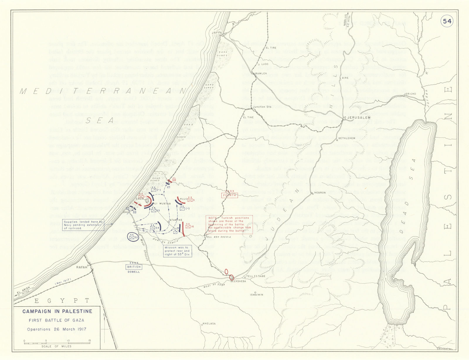 World War 1 Palestine Campaign 26 March 1917 1st Battle of Gaza. Israel 1959 map