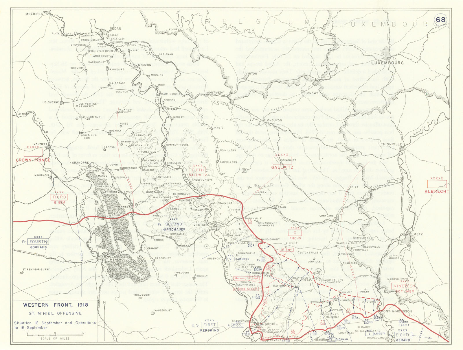 World War 1. Western Front 12-16 September 1918. St. Mihiel Offensive 1959 map