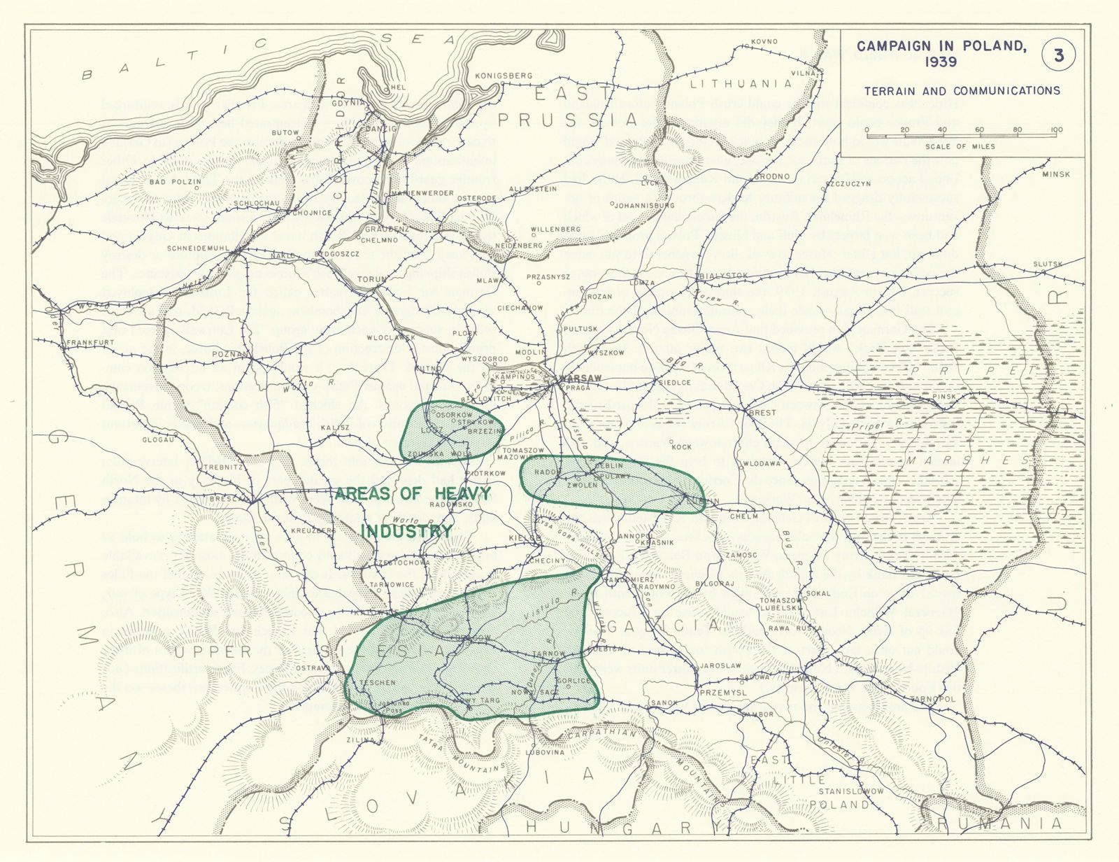 World War 2. Poland Campaign 1939. Terrain Communications Industry 1959 map