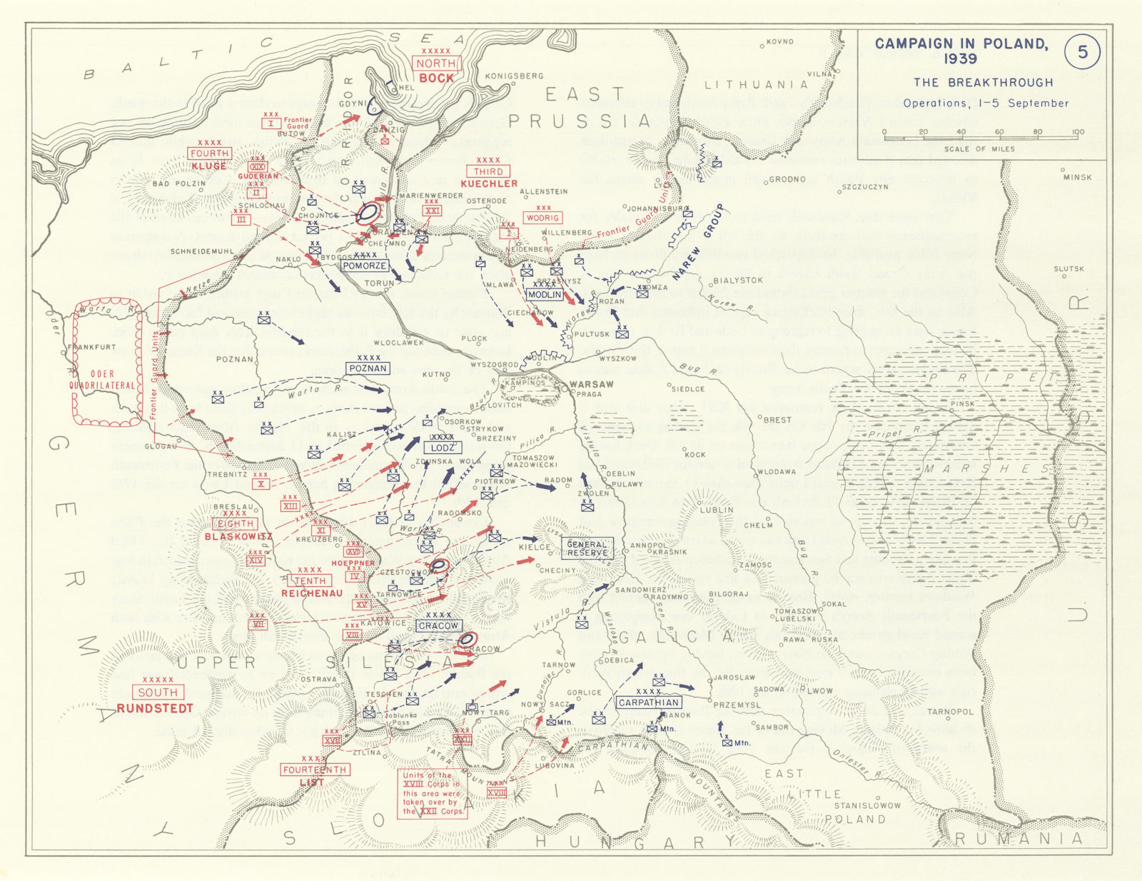 Associate Product World War 2. Poland Campaign. 1-5 September 1939 German breakthrough 1959 map