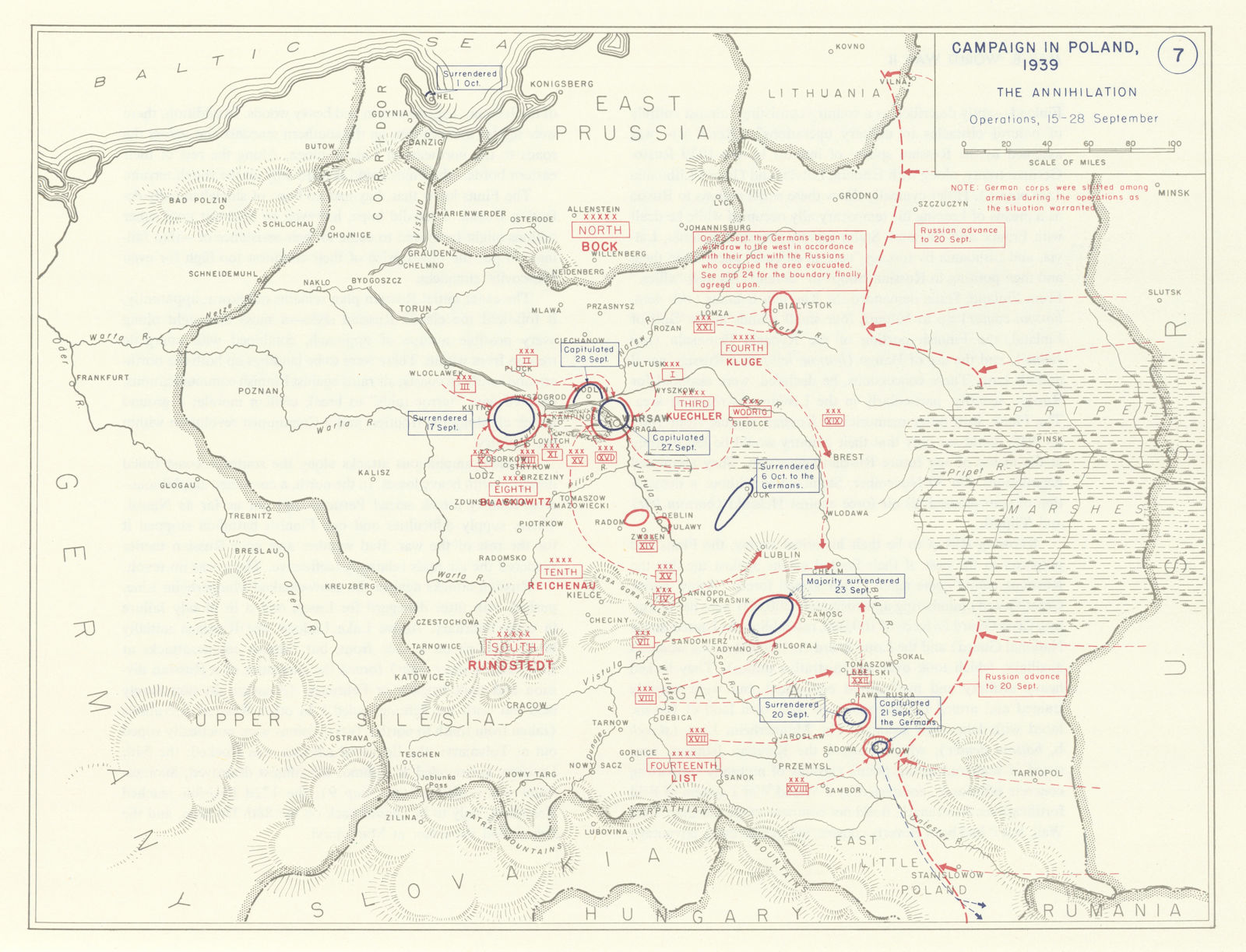 World War 2. Poland Campaign. 15-28 September 1939. Annihilation 1959 old map