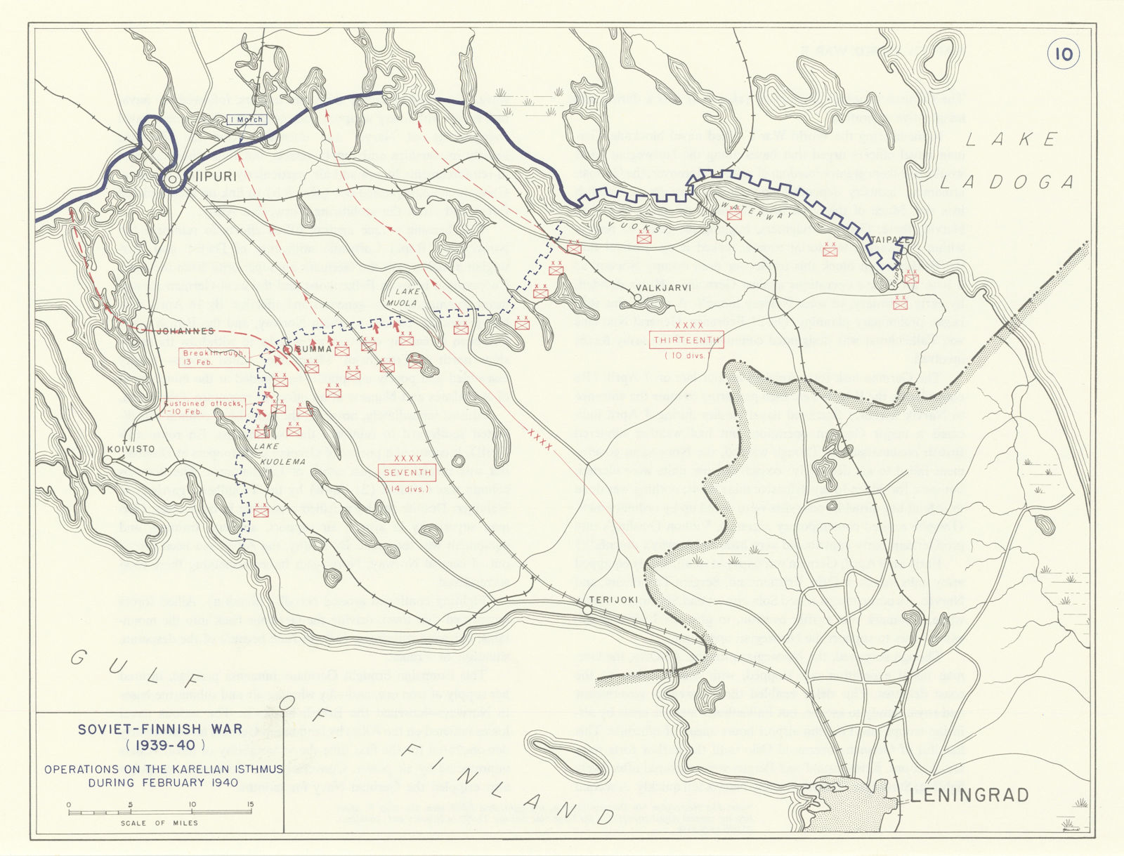 Associate Product World War 2. Soviet-Finnish Winter War Feb 1940 Ops Karelian Isthmus 1959 map