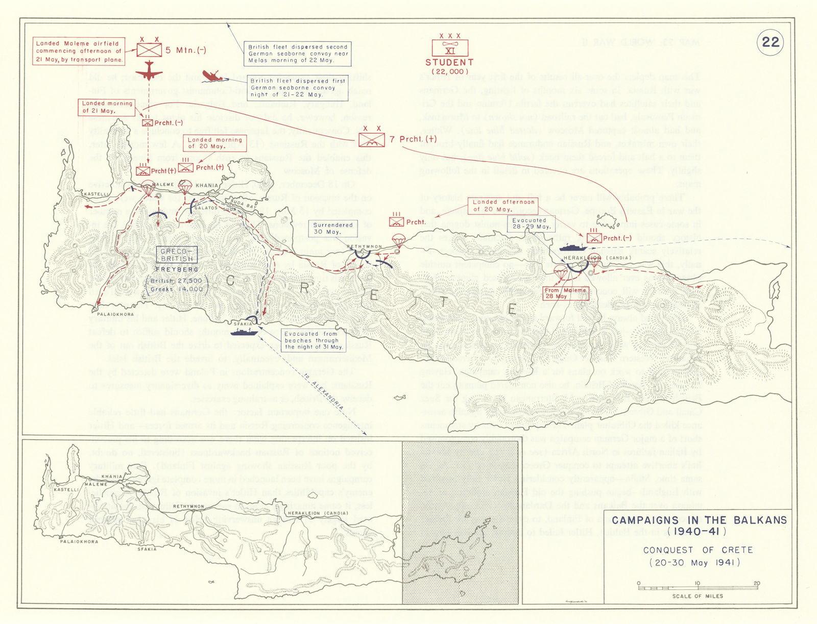 Associate Product World War 2. 20-30 May 1941. Conquest of Crete. Greece 1959 old vintage map