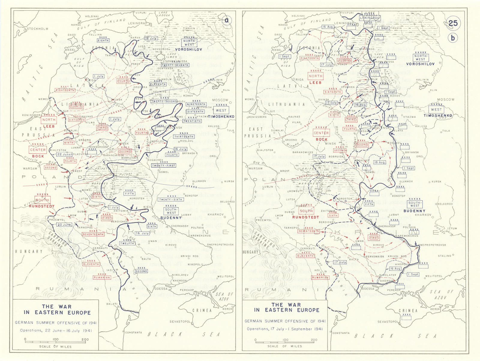 World War 2. Eastern Front. June-Sept 1941 German Summer Offensive 1959 map