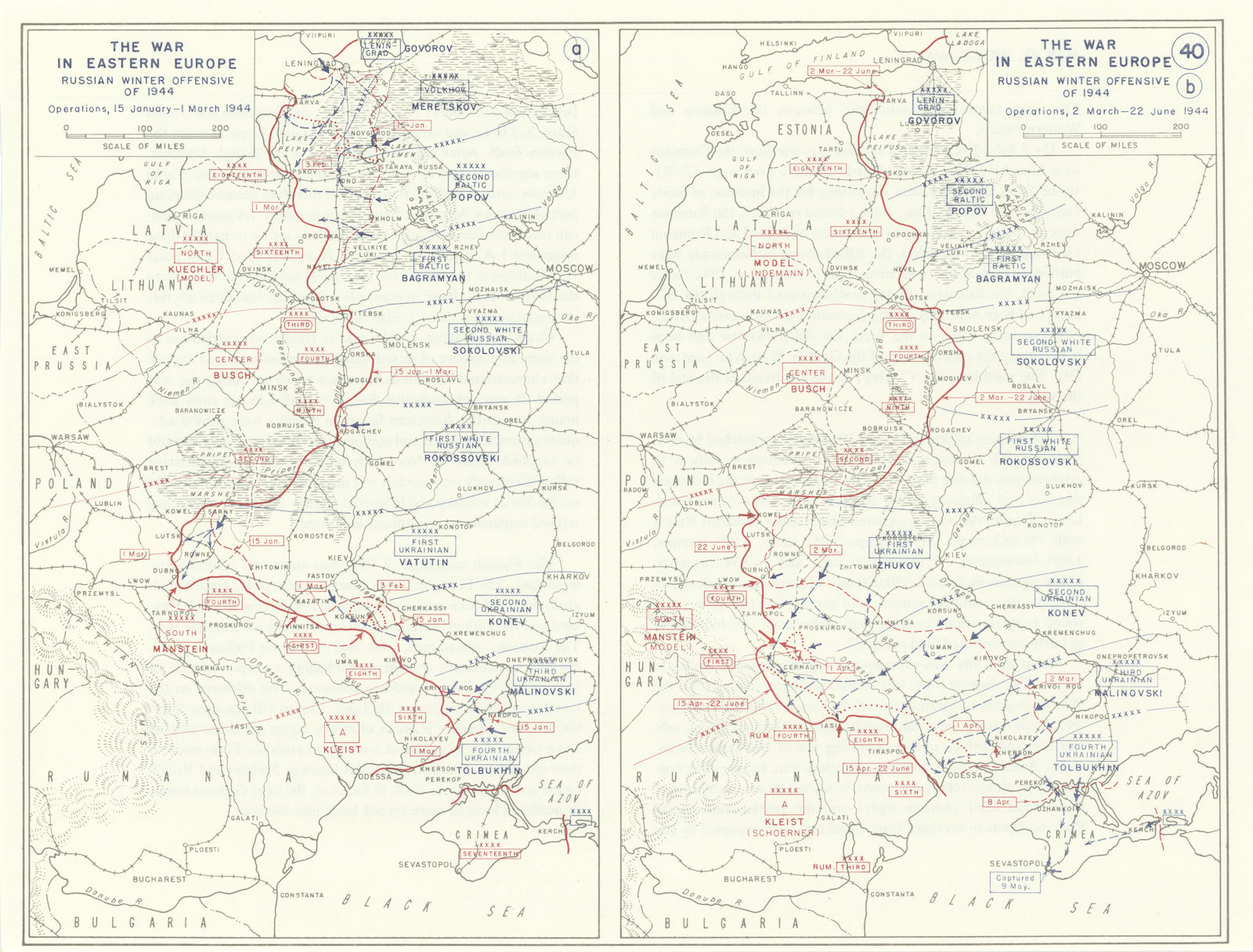 Associate Product World War 2. Eastern Front. Jan-June 1944 Russian Winter Offensive 1959 map