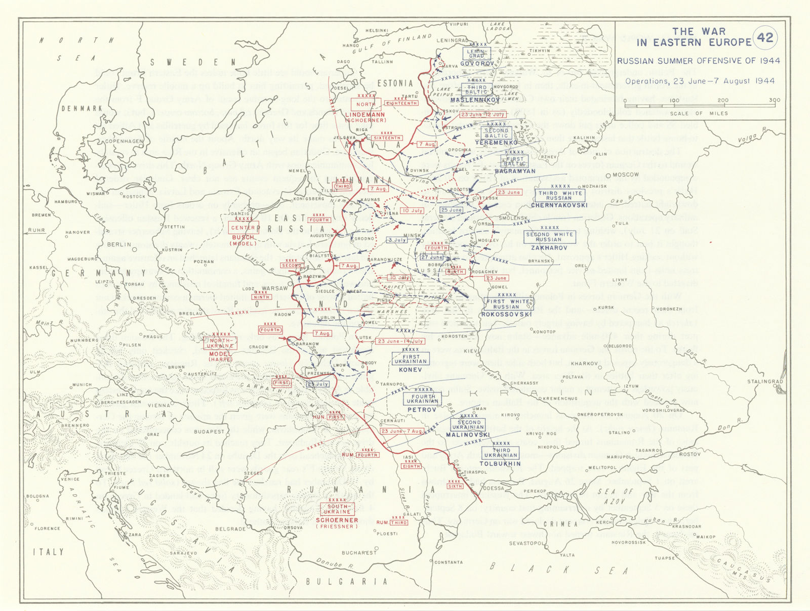 World War 2. Eastern Front. 23 June-7 Aug 1944 Russian Summer Offensive 1959 map