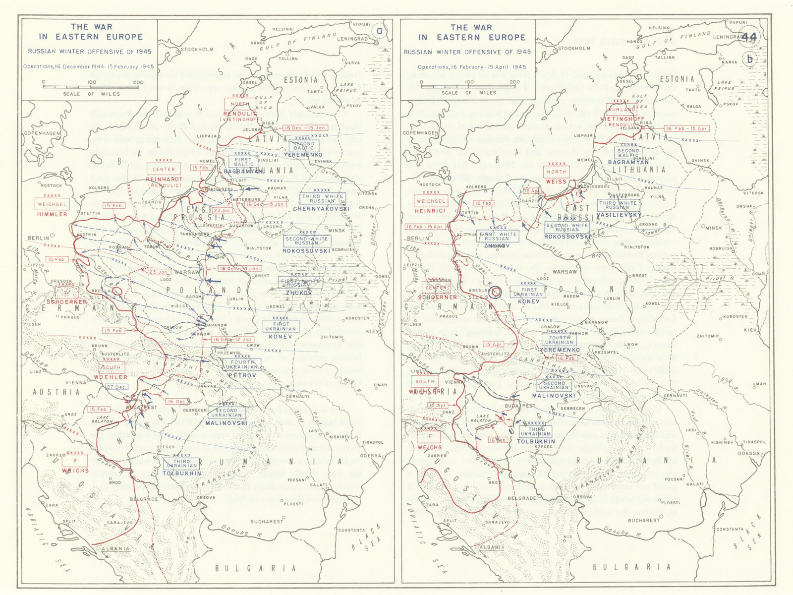World War 2. Eastern Front Dec 1944-April 1945 Russian Winter Offensive 1959 map