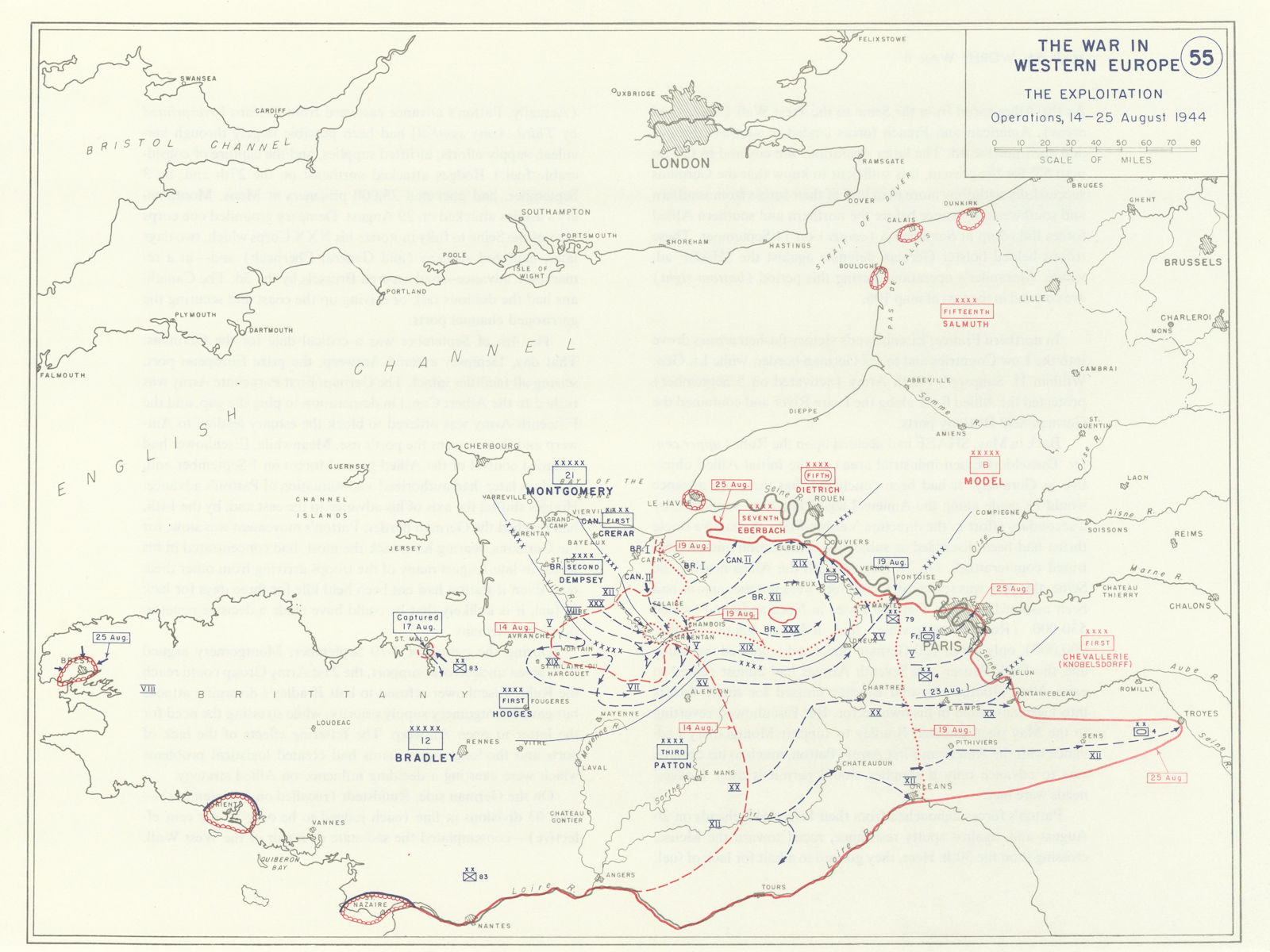 World War 2. Liberation of France 14-25 August 1944. The exploitation 1959 map