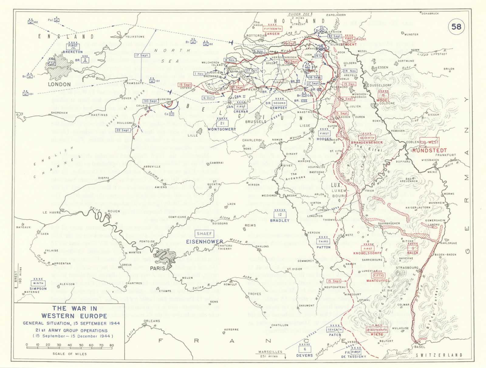World War 2. Western Front Sept-Dec 1944. 21st Army Group Ops. Belgium 1959 map
