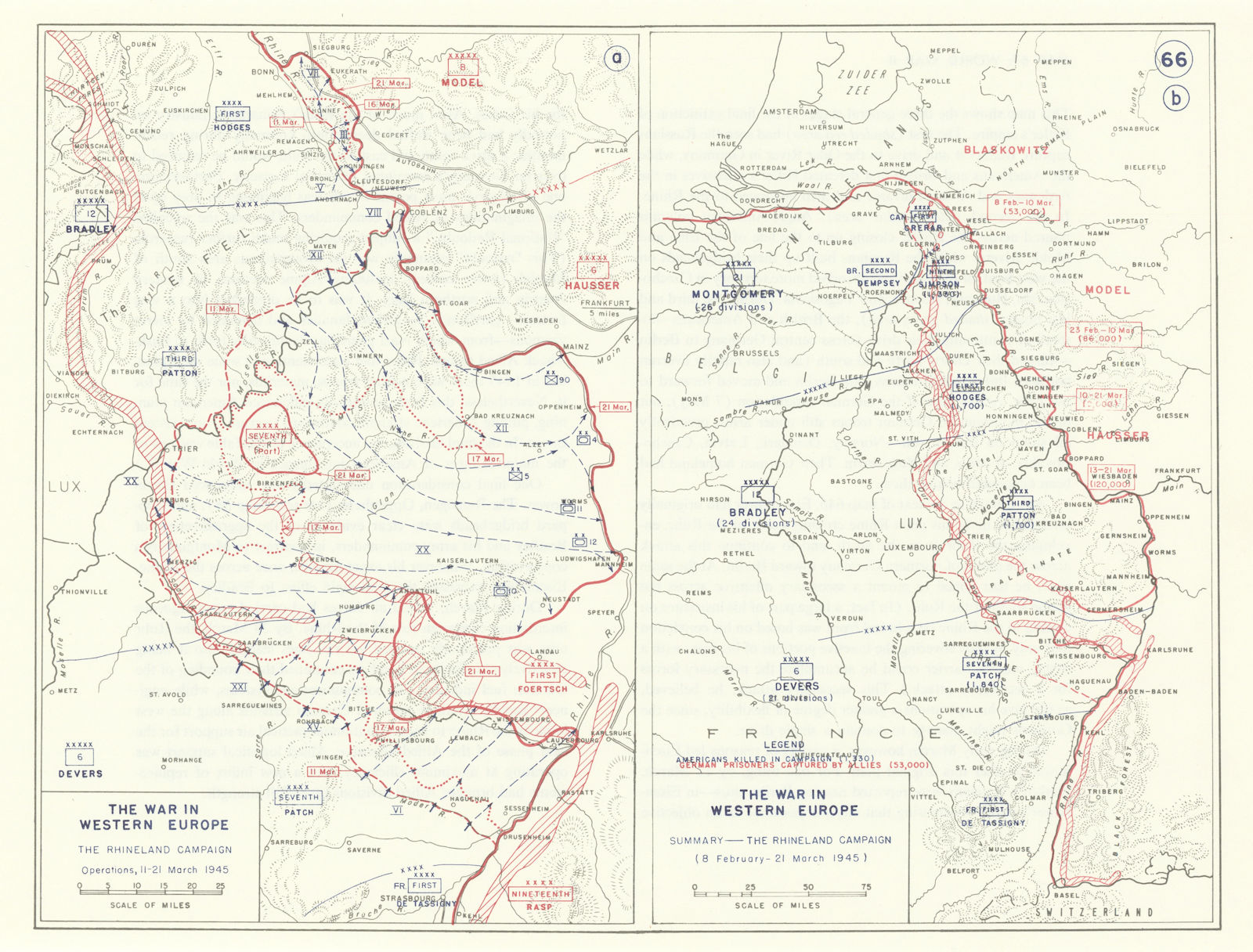 World War 2. Western Front 8 February-21 March 1945. Rhineland Campaign 1959 map