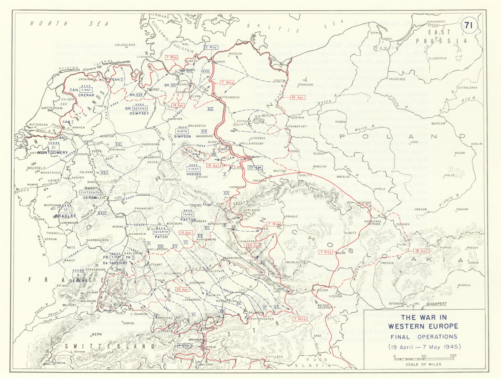 World War 2. Fall of Nazi Germany. Final Operations 19 April-7 May 1945 1959 map