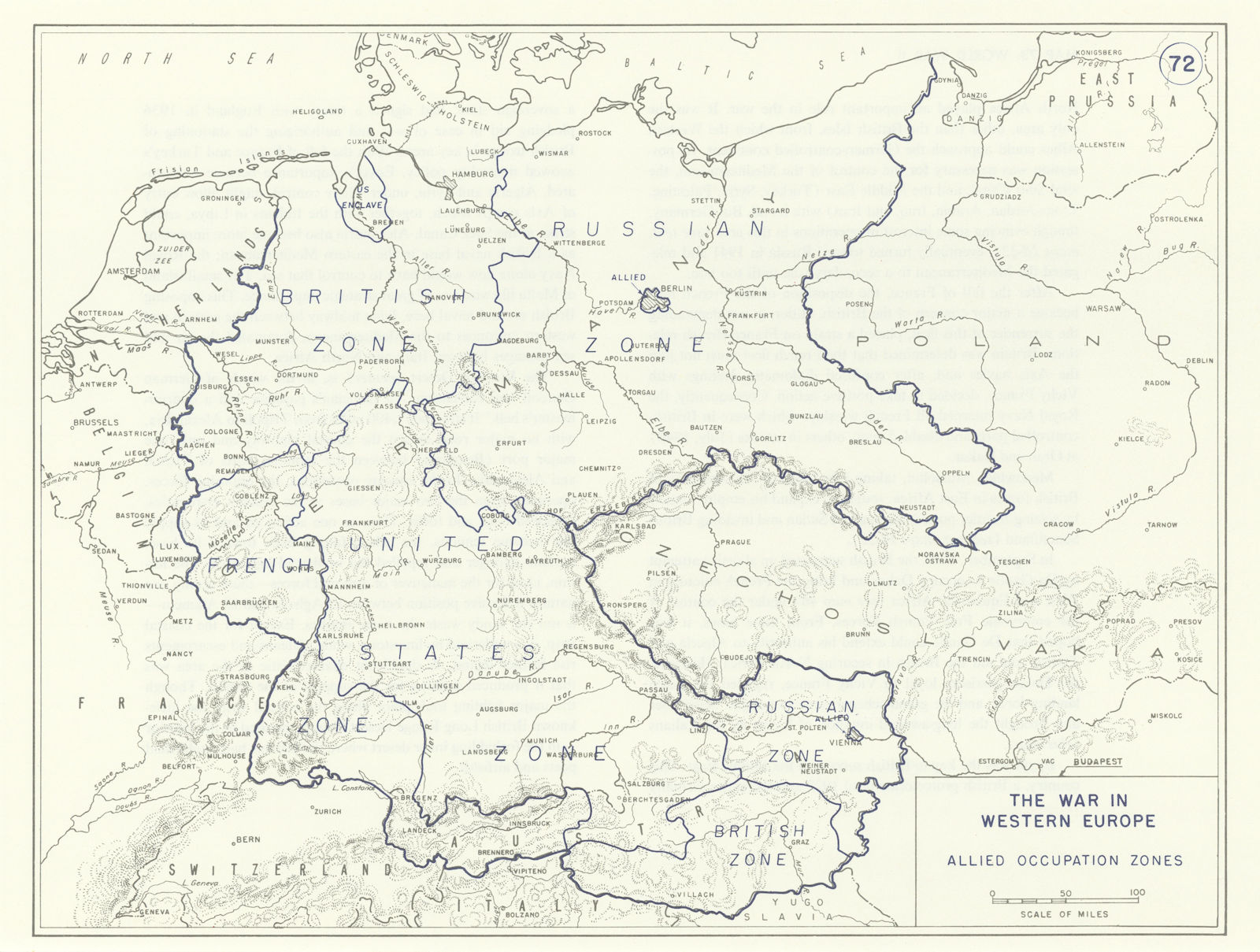 World War 2. Germany & Austria 1945. Allied Occupation Zones 1959 old map