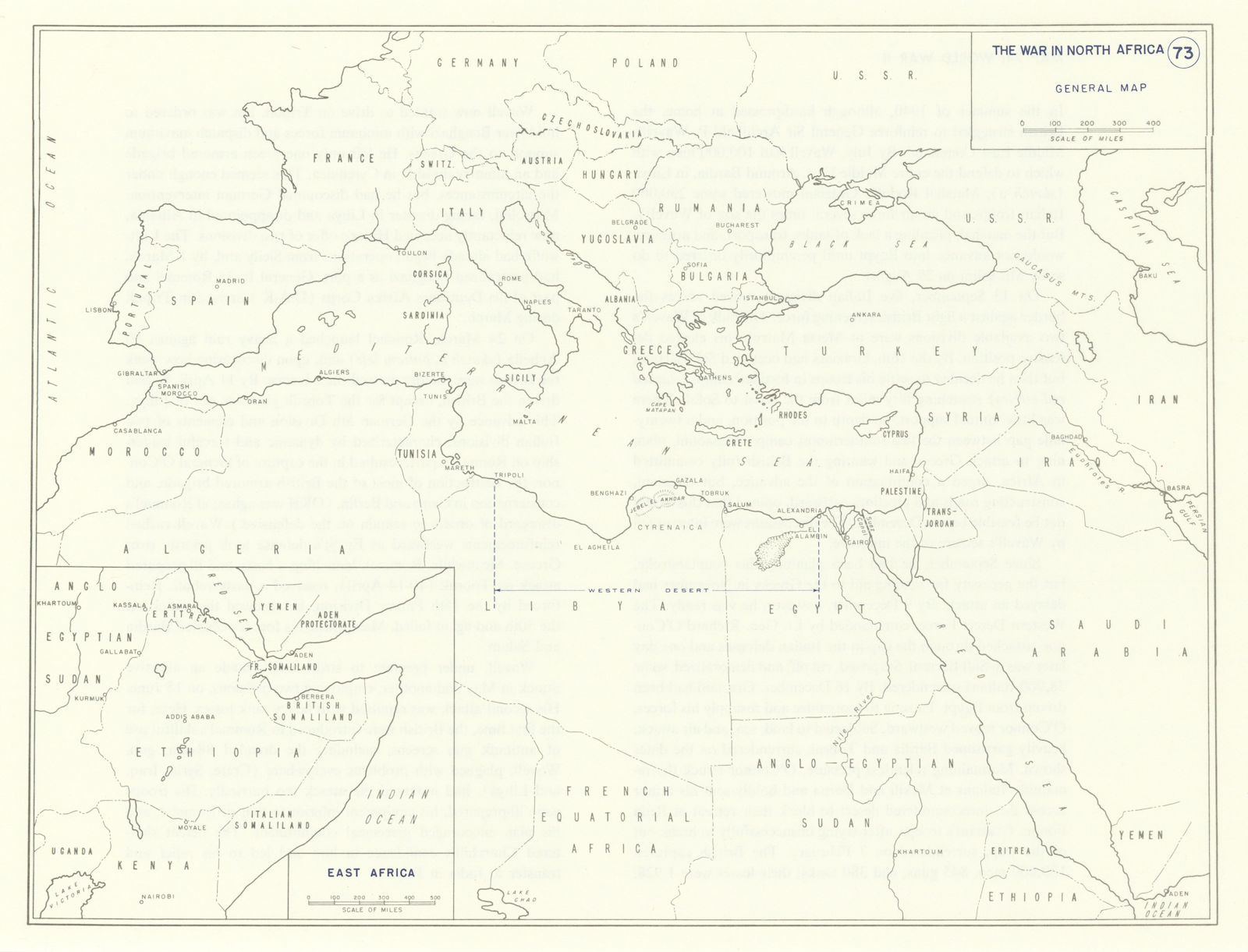Associate Product World War 2. North Africa. Western Desert. General Map 1959 old vintage