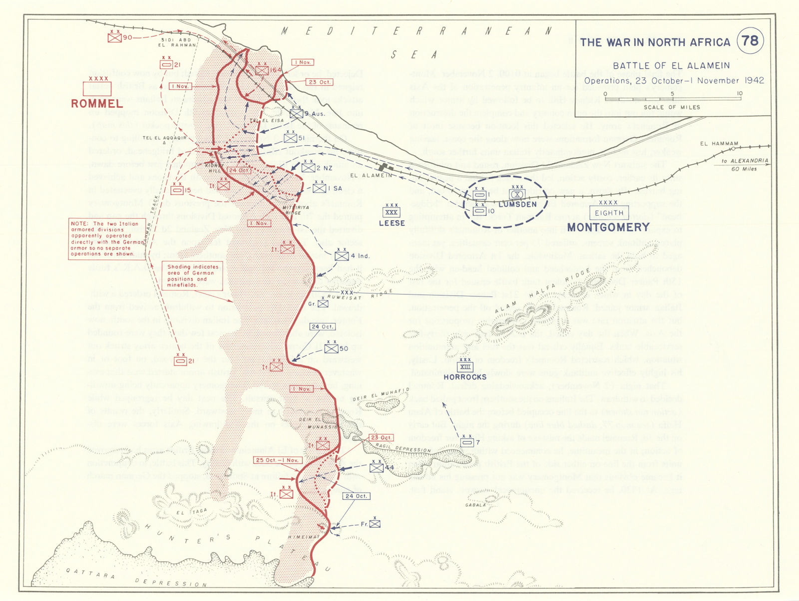 Associate Product World War 2. North Africa. 23 October-1 Nov 1942. Battle of El Alamein 1959 map