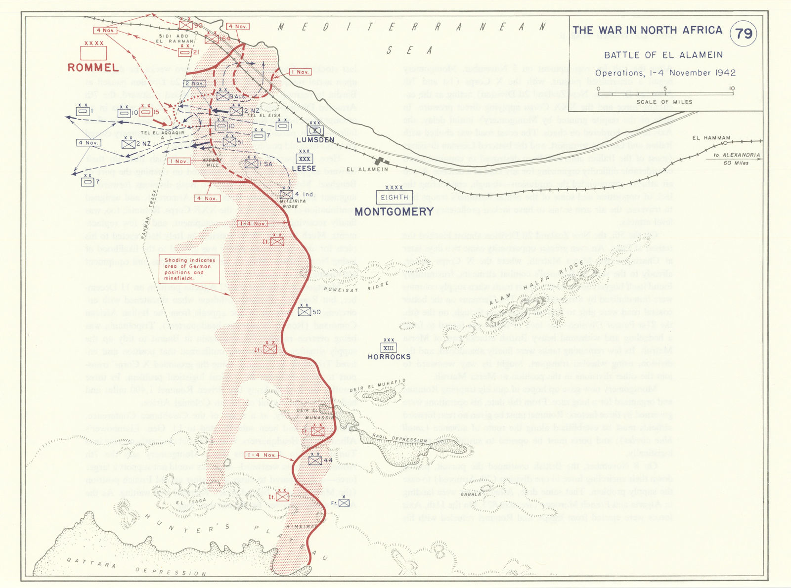 Associate Product World War 2. North Africa. 1-4 November 1942. Battle of El Alamein 1959 map