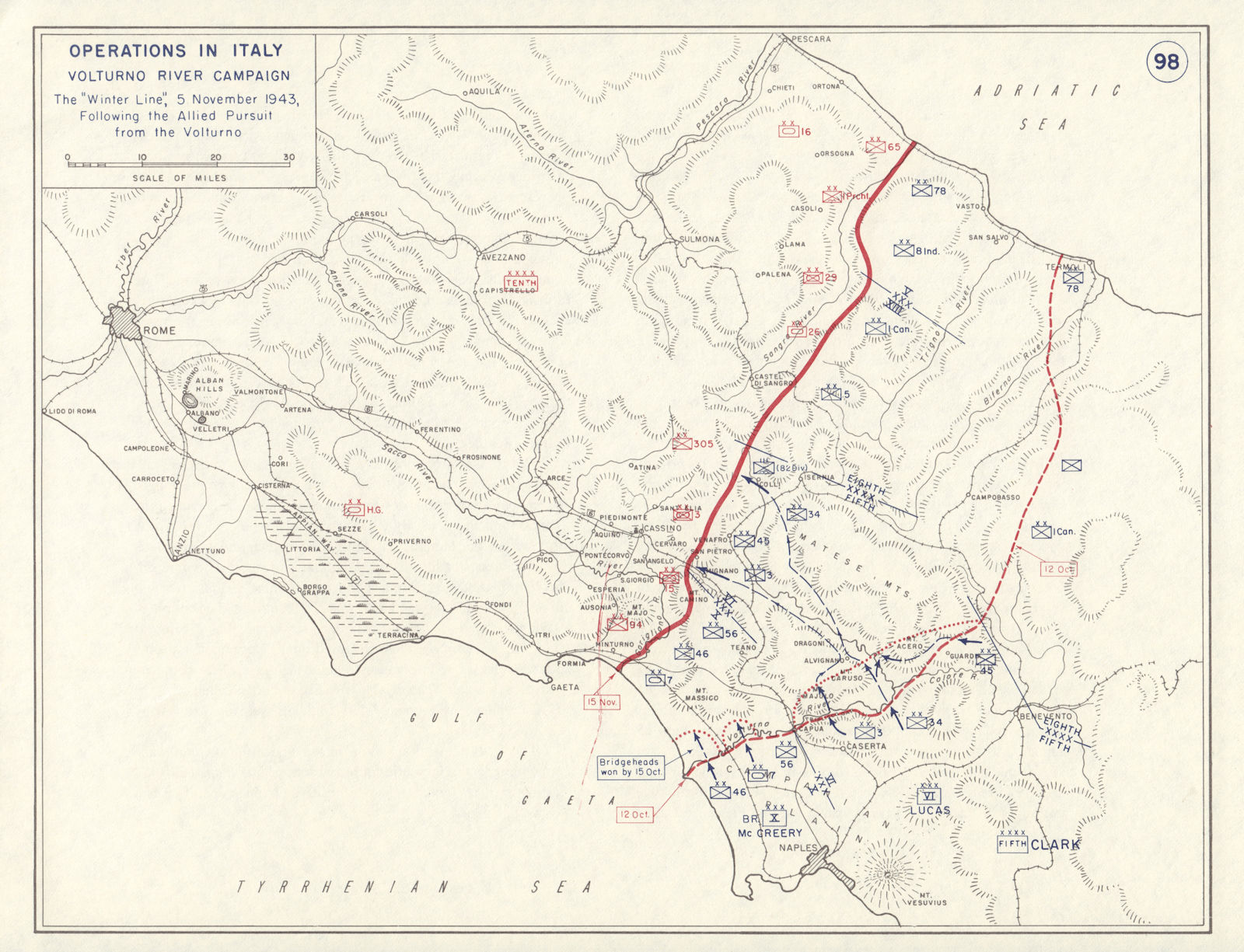 Associate Product World War 2 Italy. Volturno River Campaign. 5 November 1943 Winter Line 1959 map