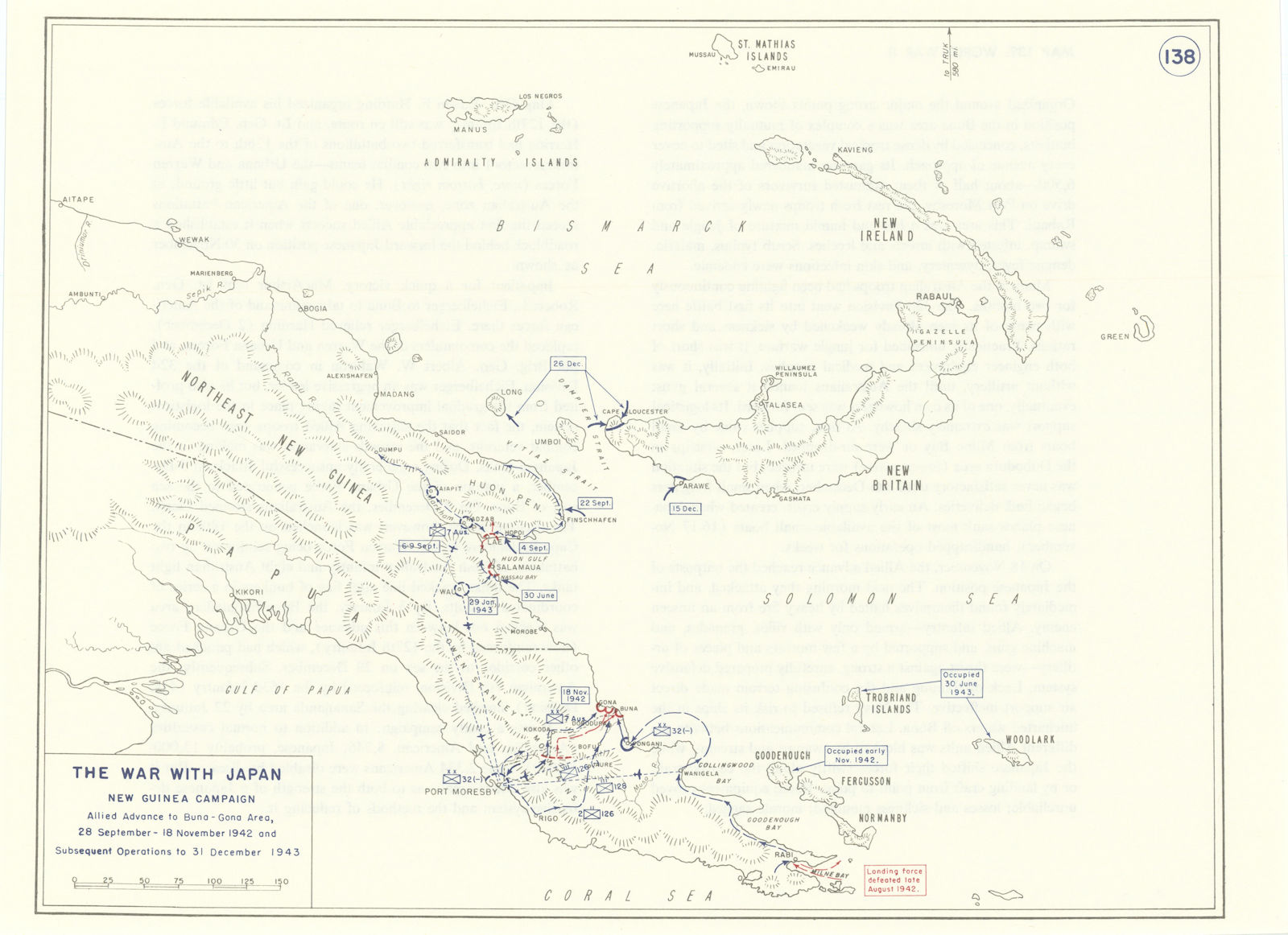 World War 2. New Guinea Campaign. Sept 1942-Dec 1943 Advance Buna-Gona 1959 map