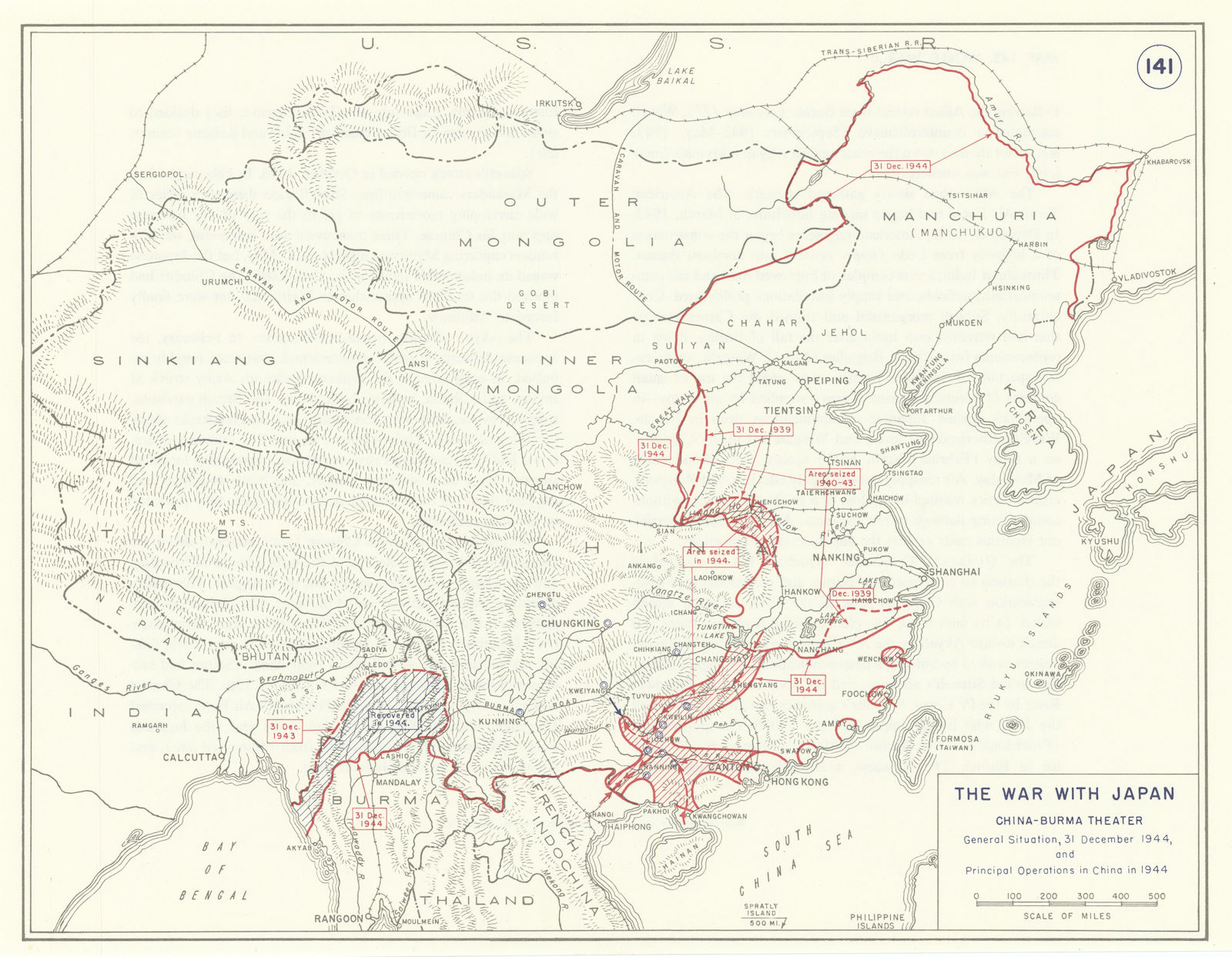 Associate Product World War 2. China-Burma Theater. 1944 Principal Operations in China 1959 map