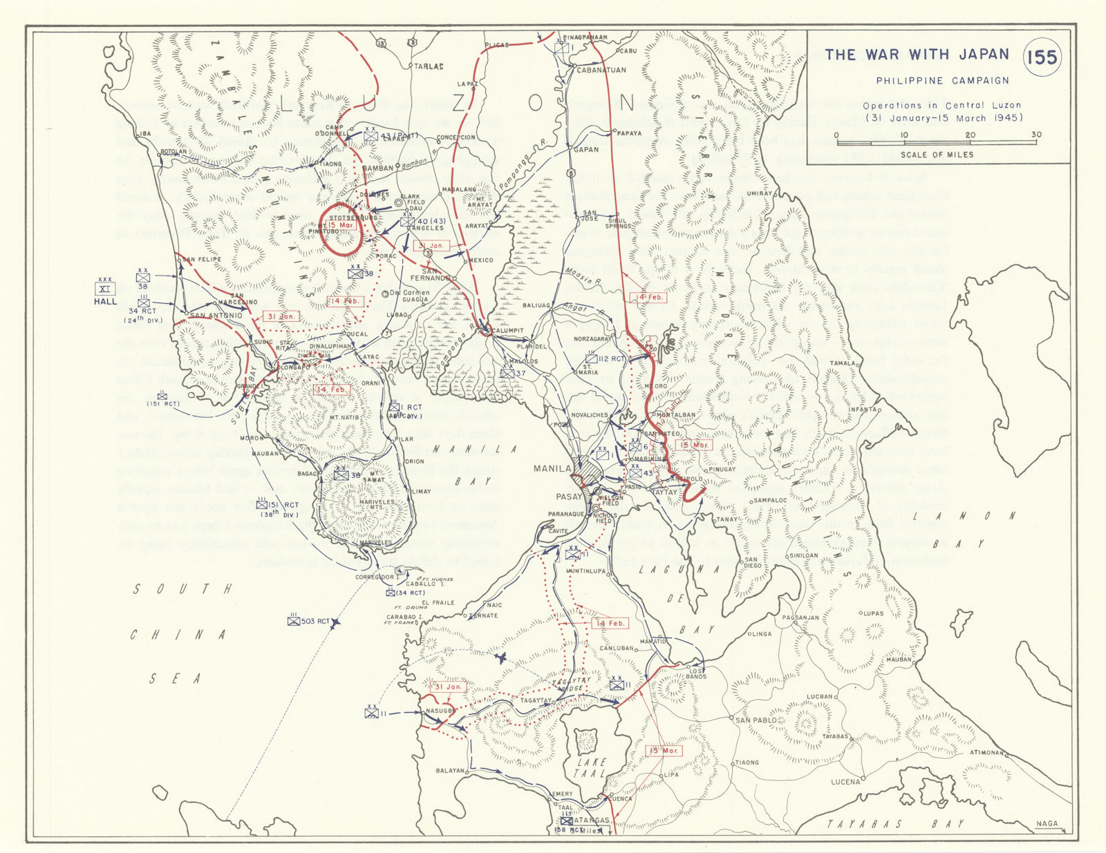 World War 2. Philippine Campaign 31 Jan-15 March 1945 Central Luzon Ops 1959 map