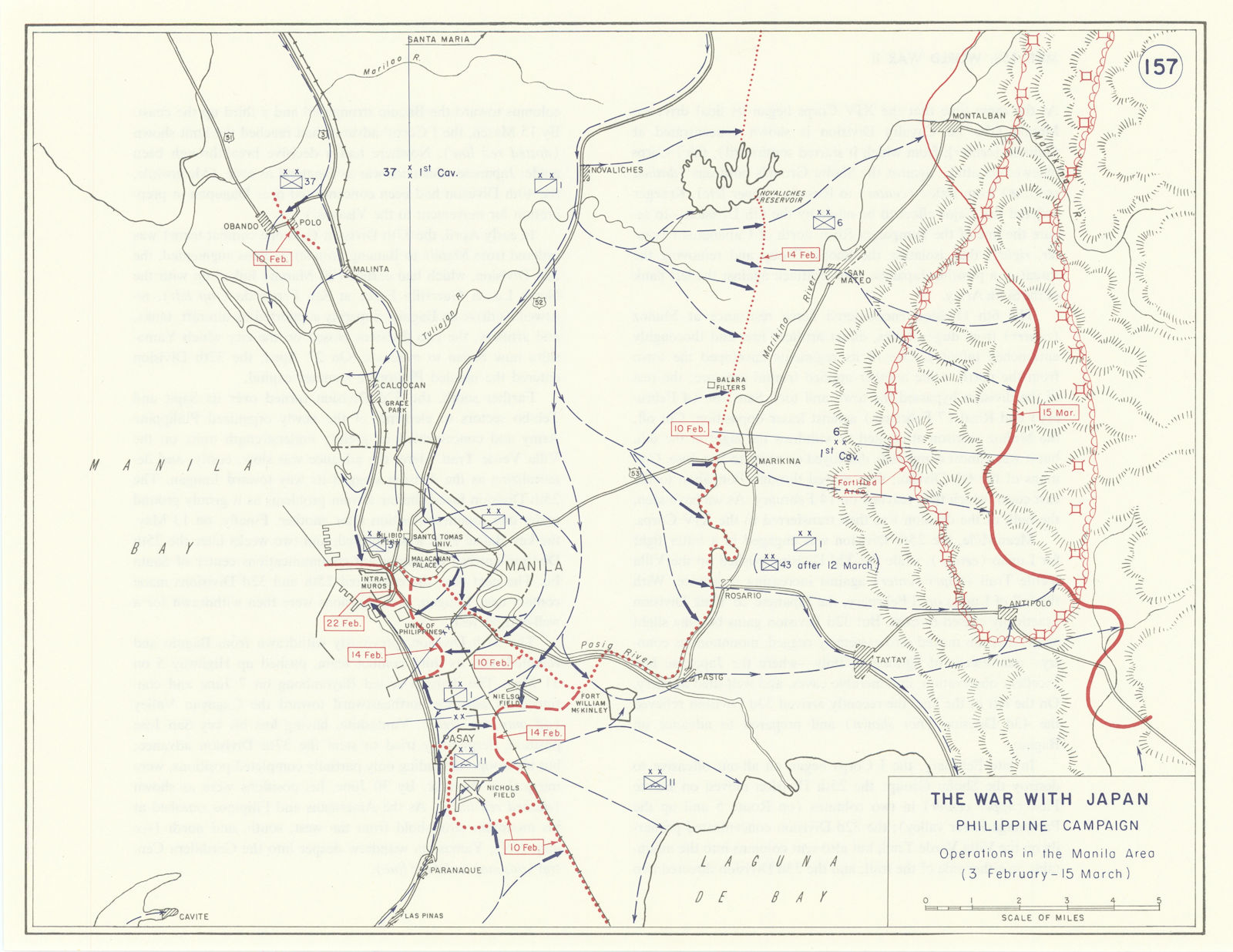 World War 2. Philippine Campaign. 3 Feb-15 March 1945 Manila area Ops 1959 map