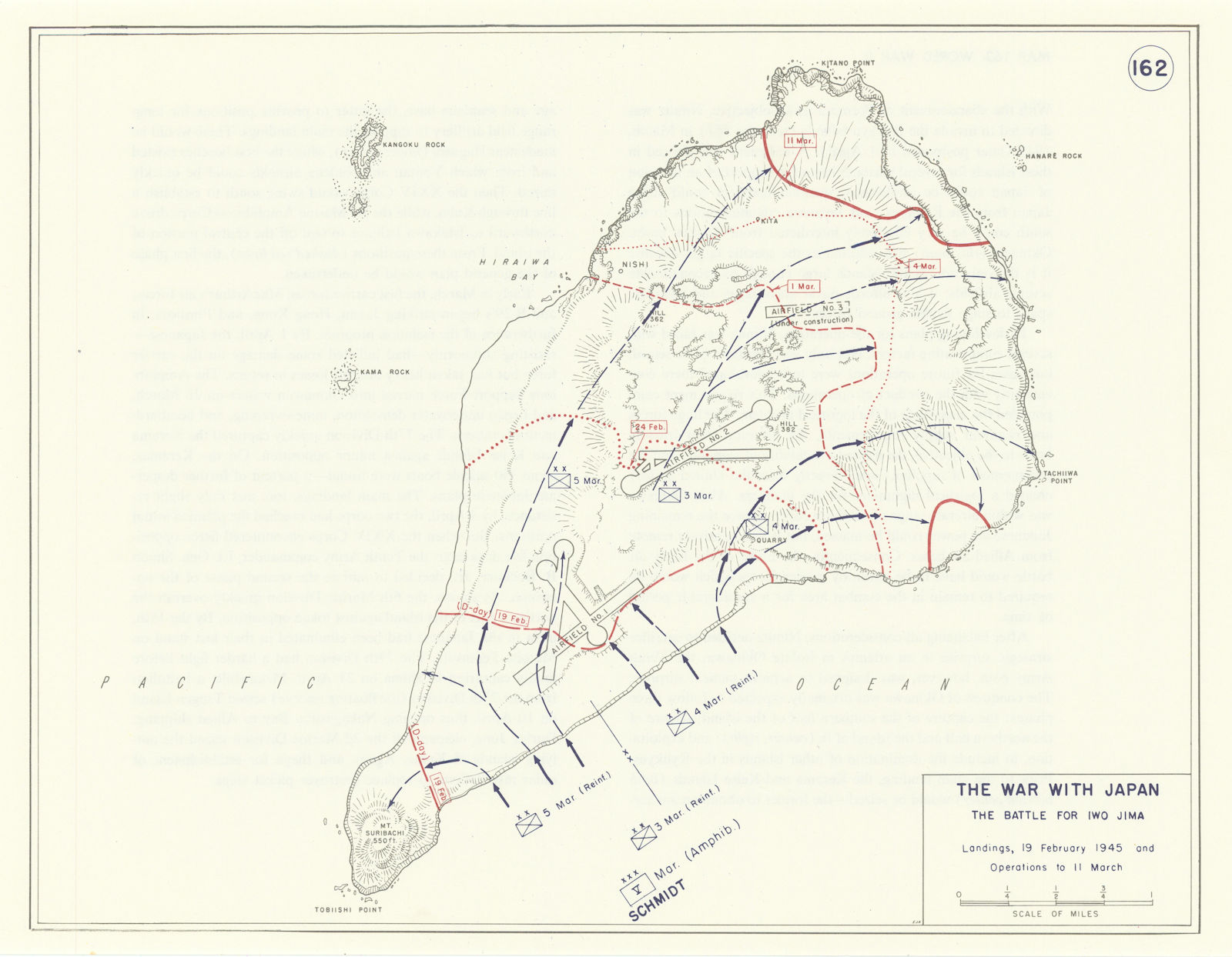 World War 2. Japan. February-March 1945 Battle for Iwo Jima. Landings 1959 map