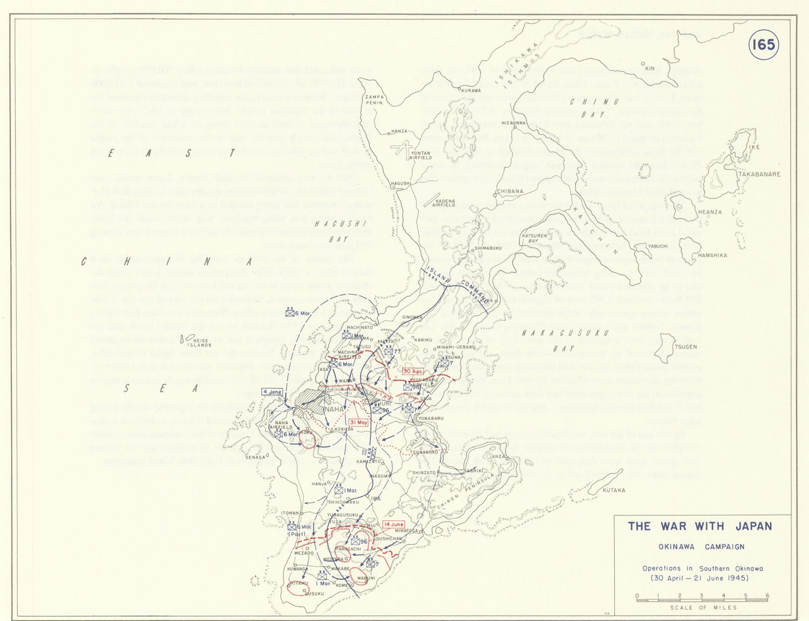 World War 2. Japan. 30 April-21 June 1945 Southern Okinawa Campaign 1959 map