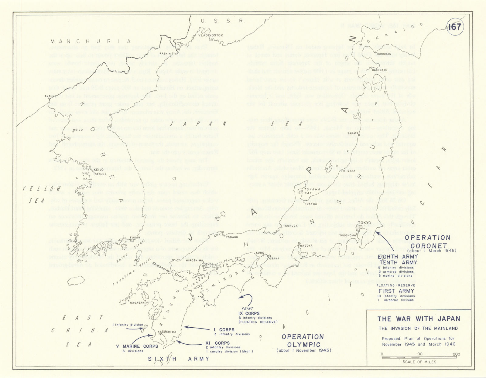 World War 2. Planned 1945-1946 invasion of mainland Japan 1959 old vintage map