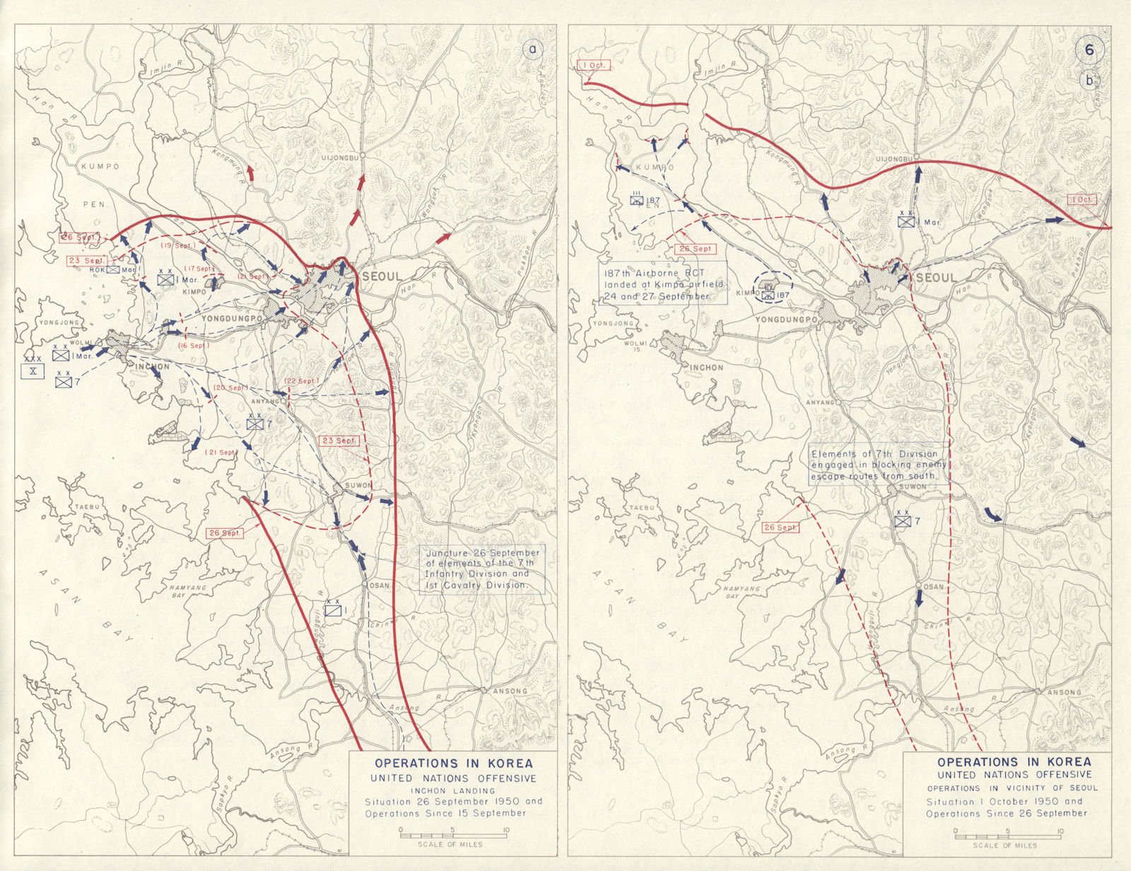 Korean War. 15 Sept-1 Oct 1950. UN Offensive. Incheon Landing. Seoul 1959 map