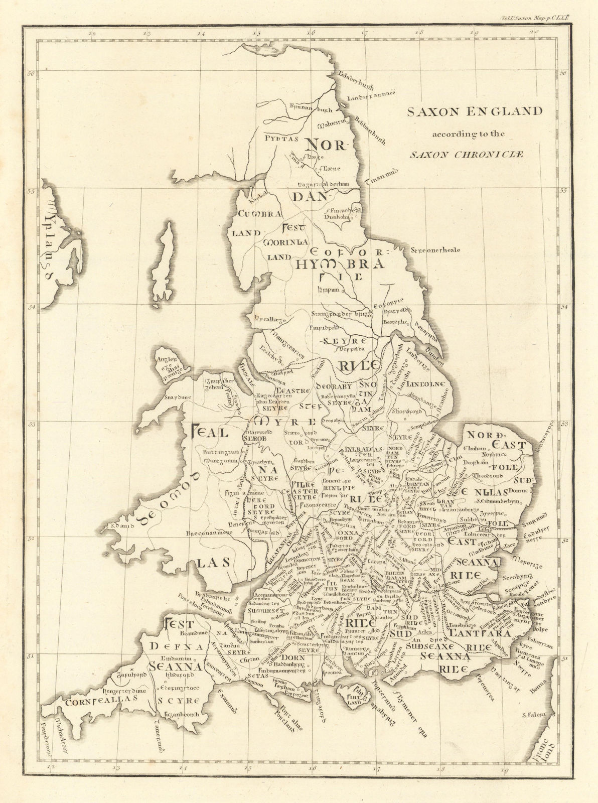 "Saxon England according to the Saxon Chronicle", by John CARY 1806 old map