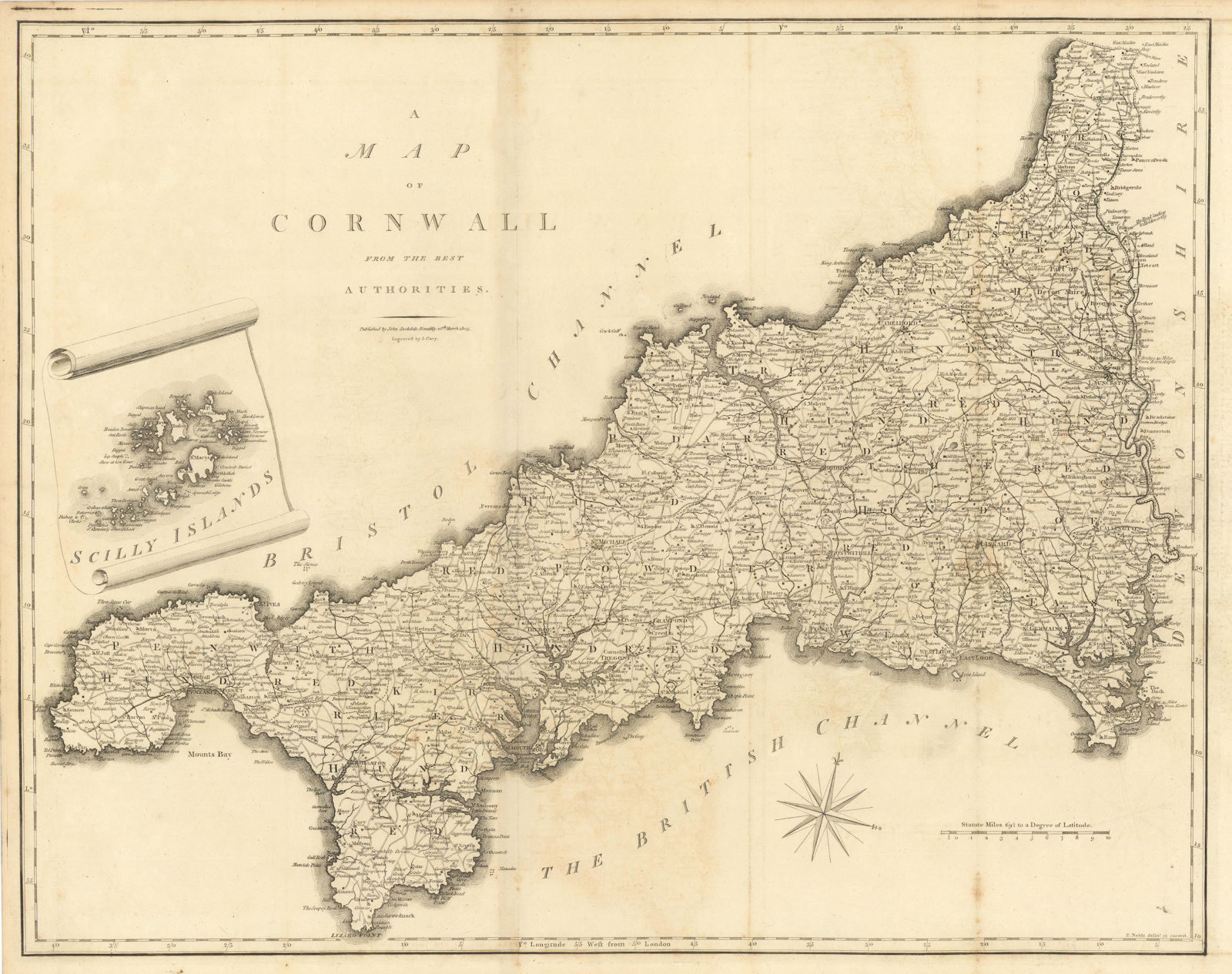 Associate Product "A map of Cornwall from the best authorities". County map. CARY 1806 old