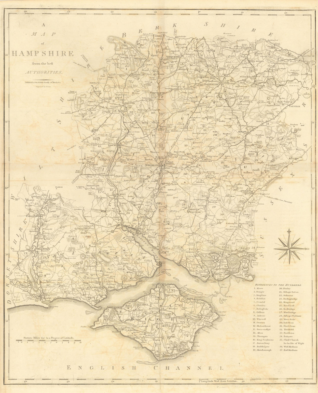 "A map of Hampshire from the best authorities". County map. CARY 1806 old